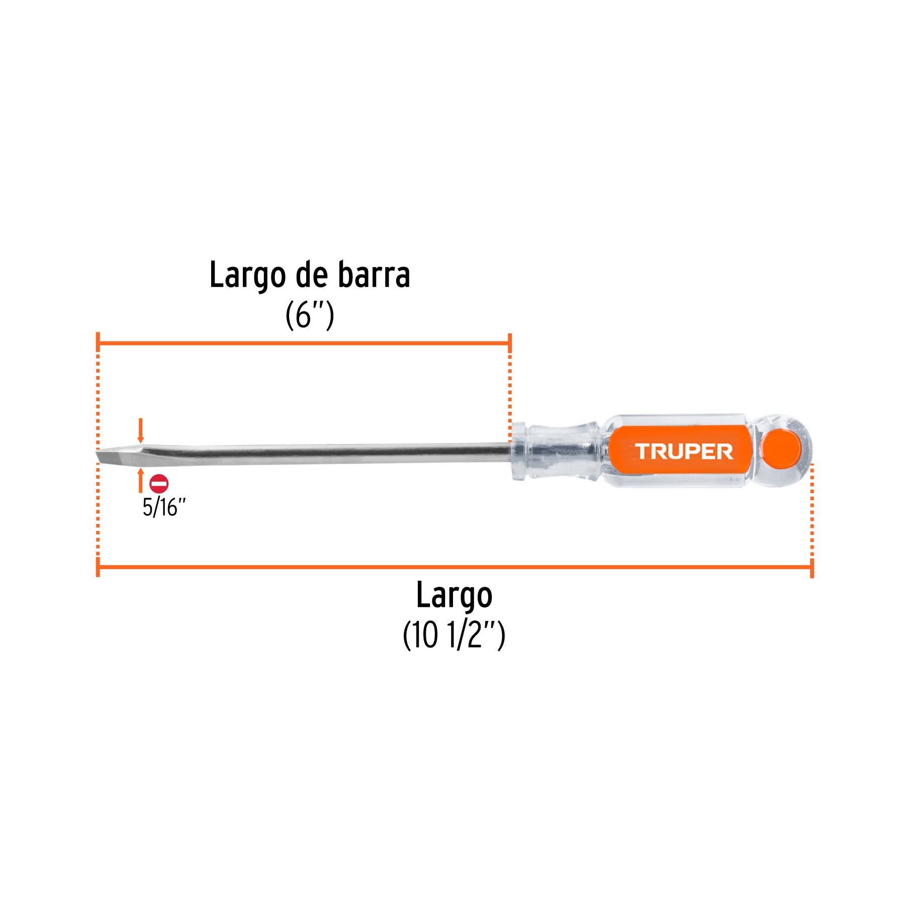 Desarmador plano 5/16" x 6" mango de acetato, TRUPER