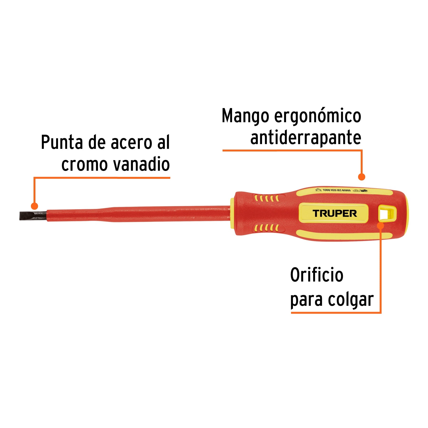 Desarmador dieléctrico plano 7/32" x 5", TRUPER