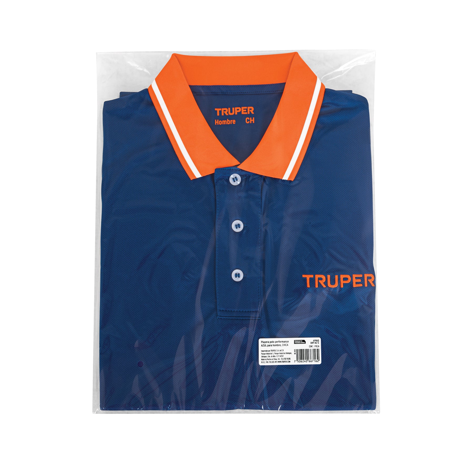 Playera polo performance para hombre, azul, CH, TRUPER