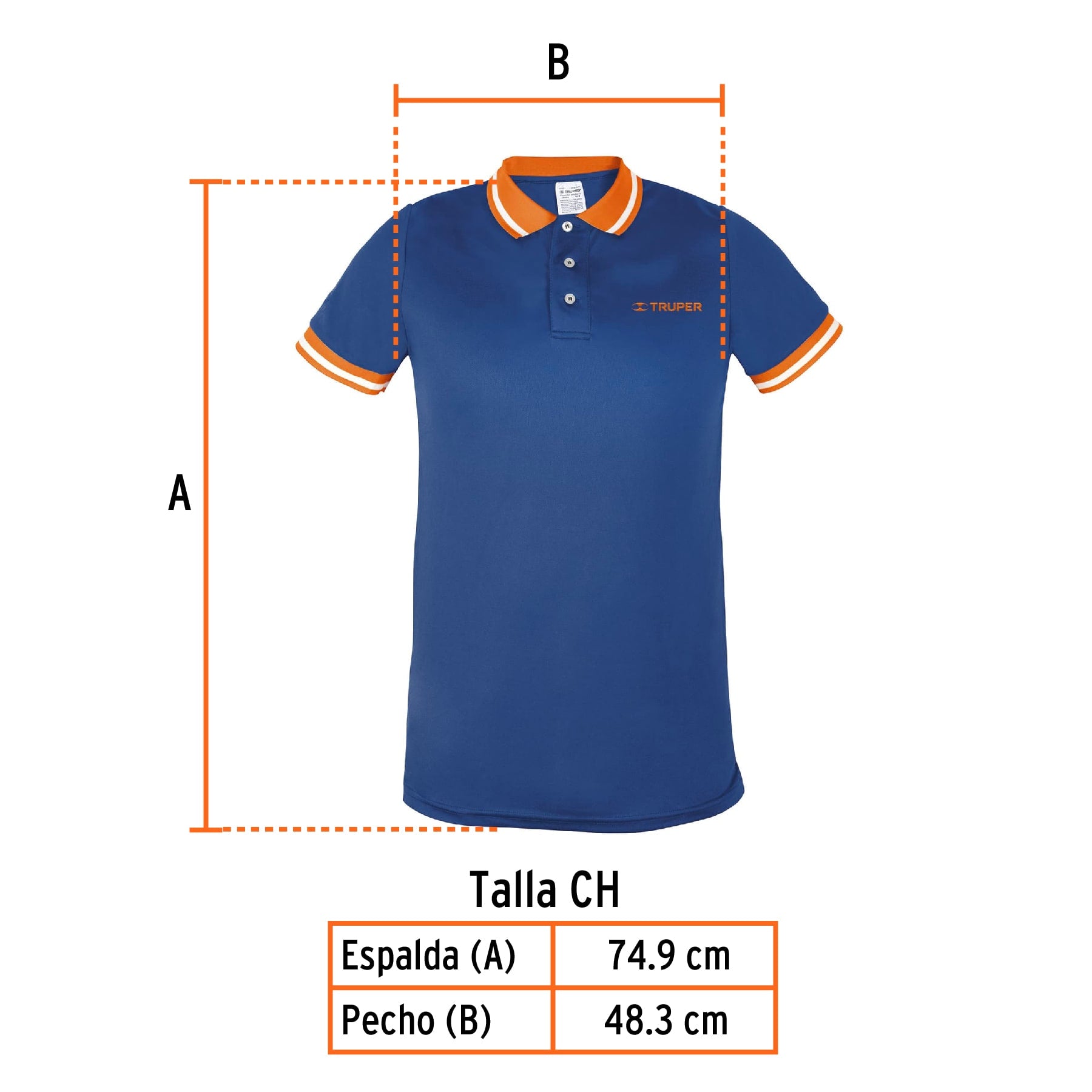 Playera polo performance para hombre, azul, CH, TRUPER