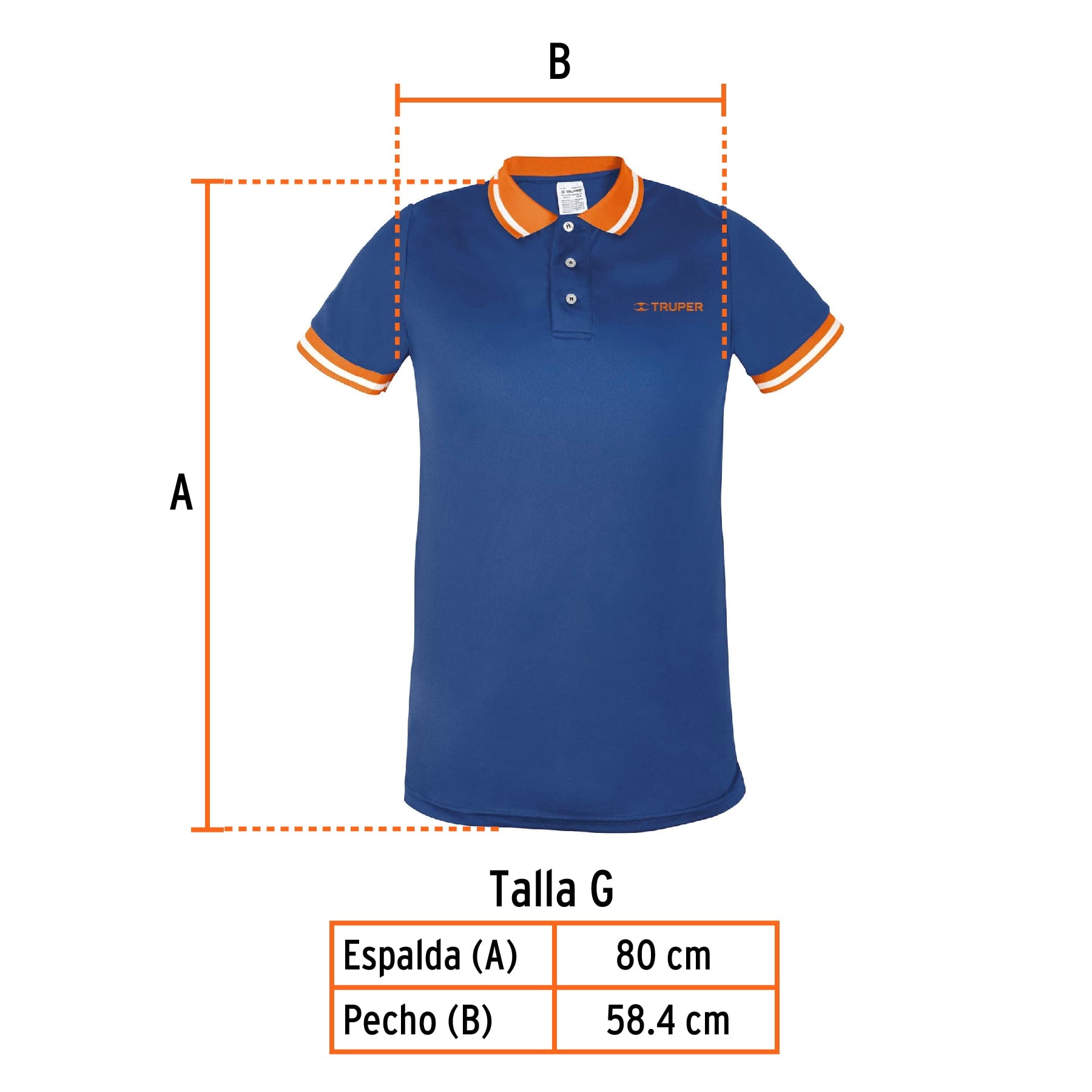 Playera polo performance para hombre, azul, G, TRUPER
