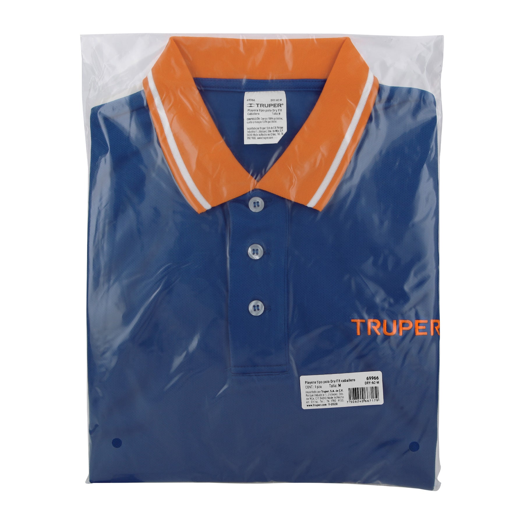 Playera polo performance para hombre, azul, M, TRUPER