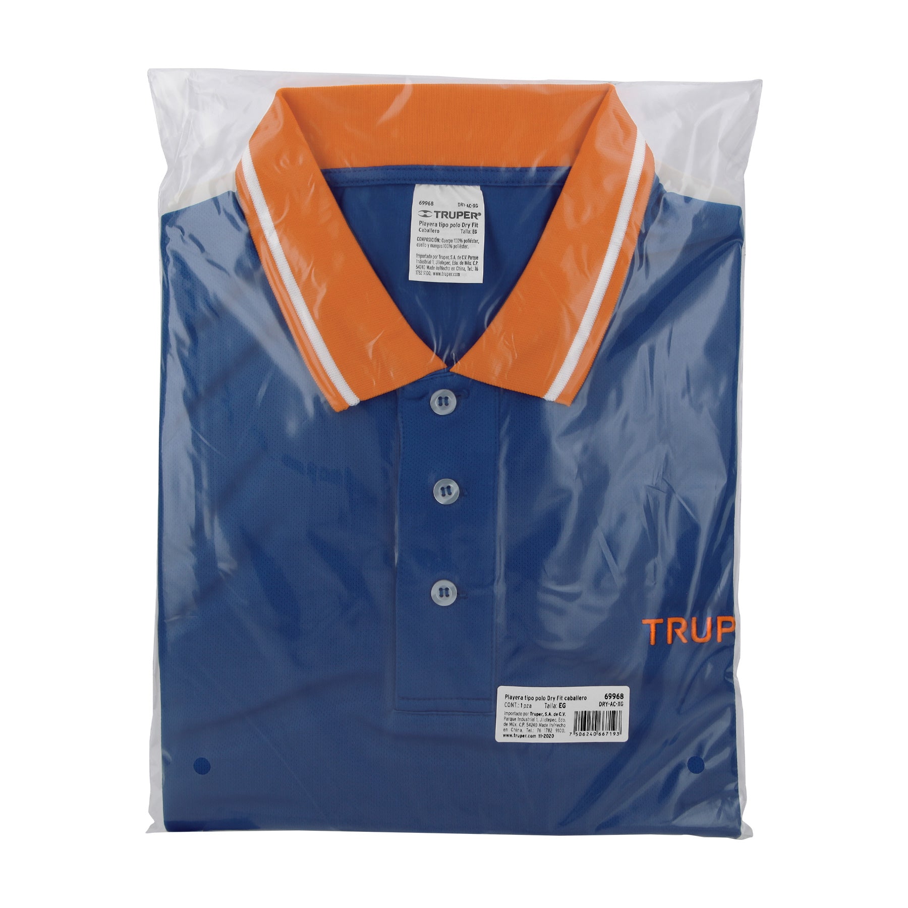 Playera polo performance para hombre, azul, EG, TRUPER