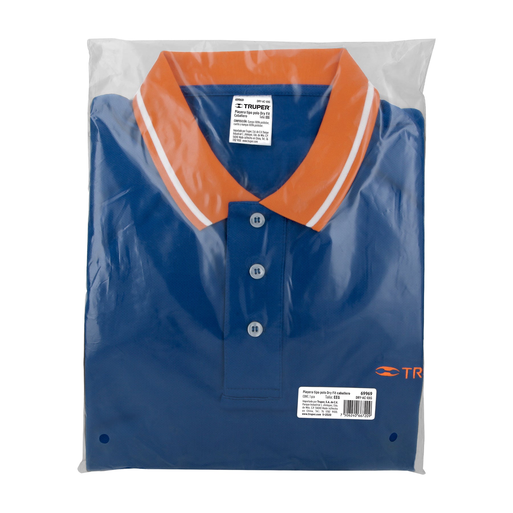 Playera polo performance para hombre, azul, EEG, TRUPER