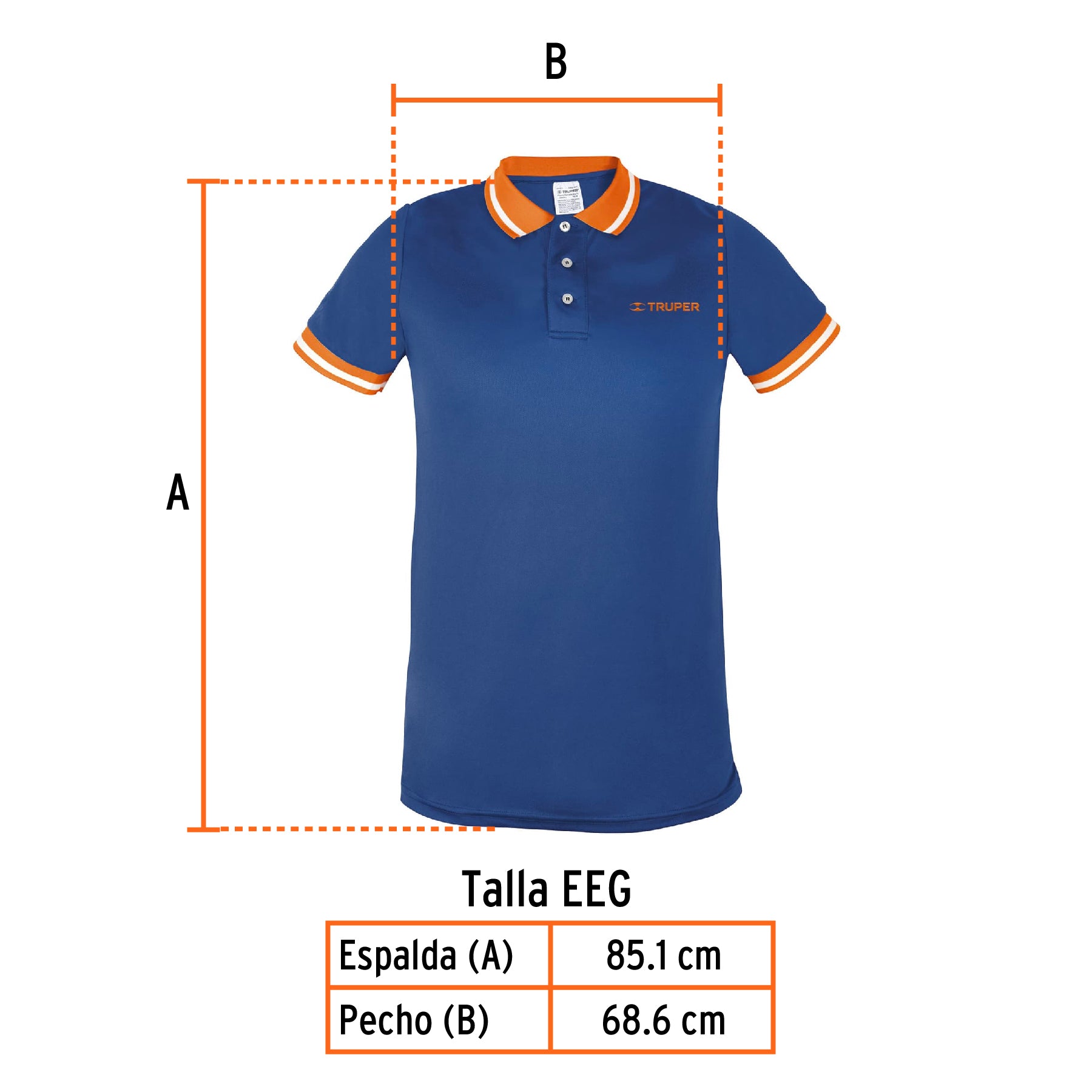 Playera polo performance para hombre, azul, EEG, TRUPER