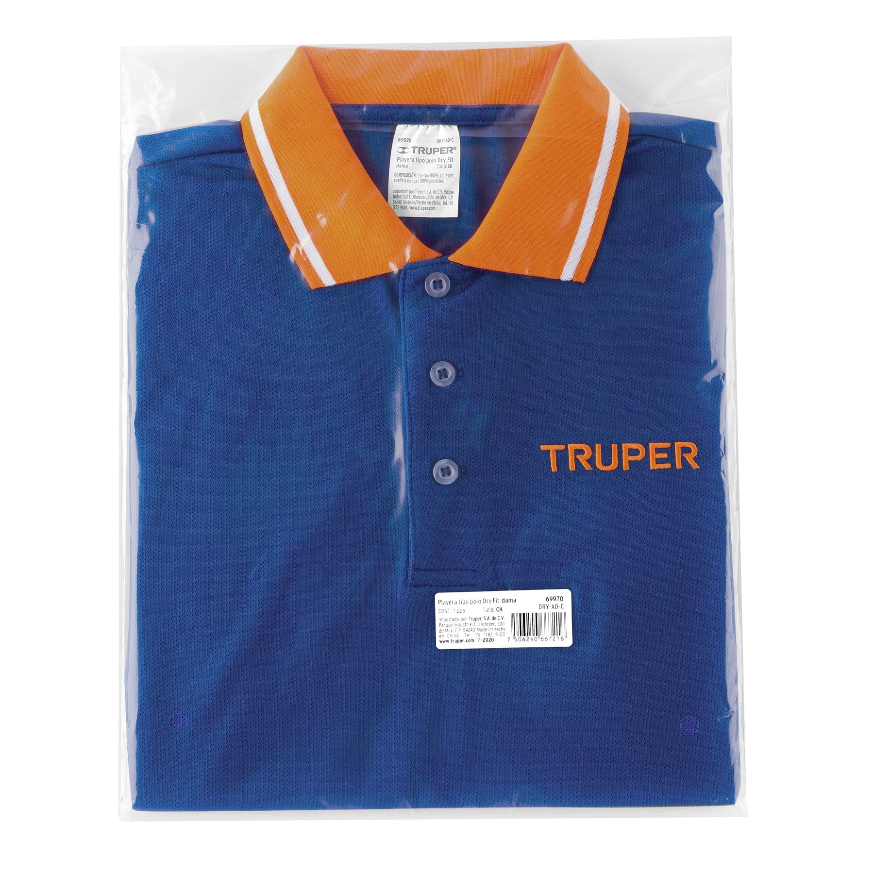 Playera polo performance para mujer, azul, CH, TRUPER