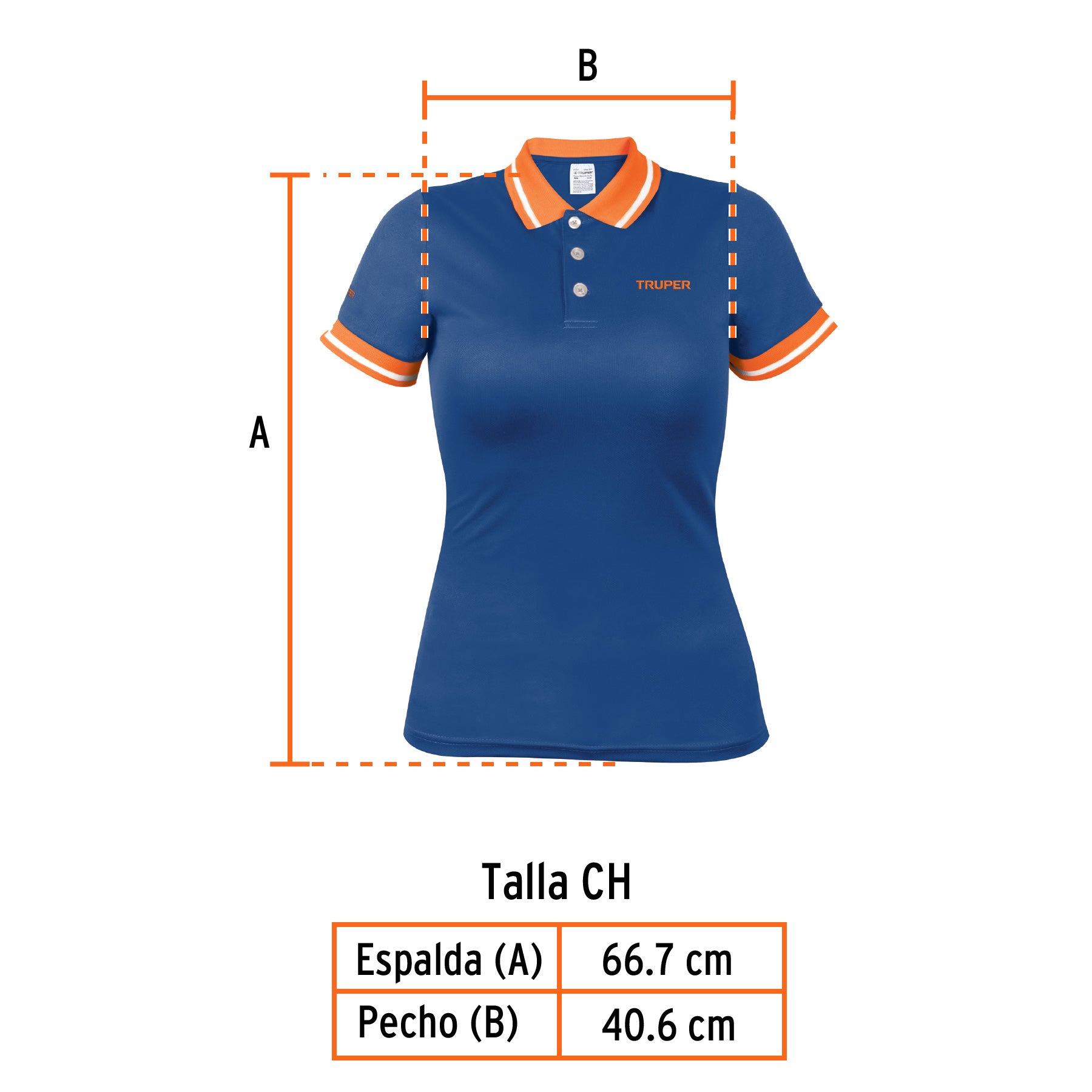 Playera polo performance para mujer, azul, CH, TRUPER