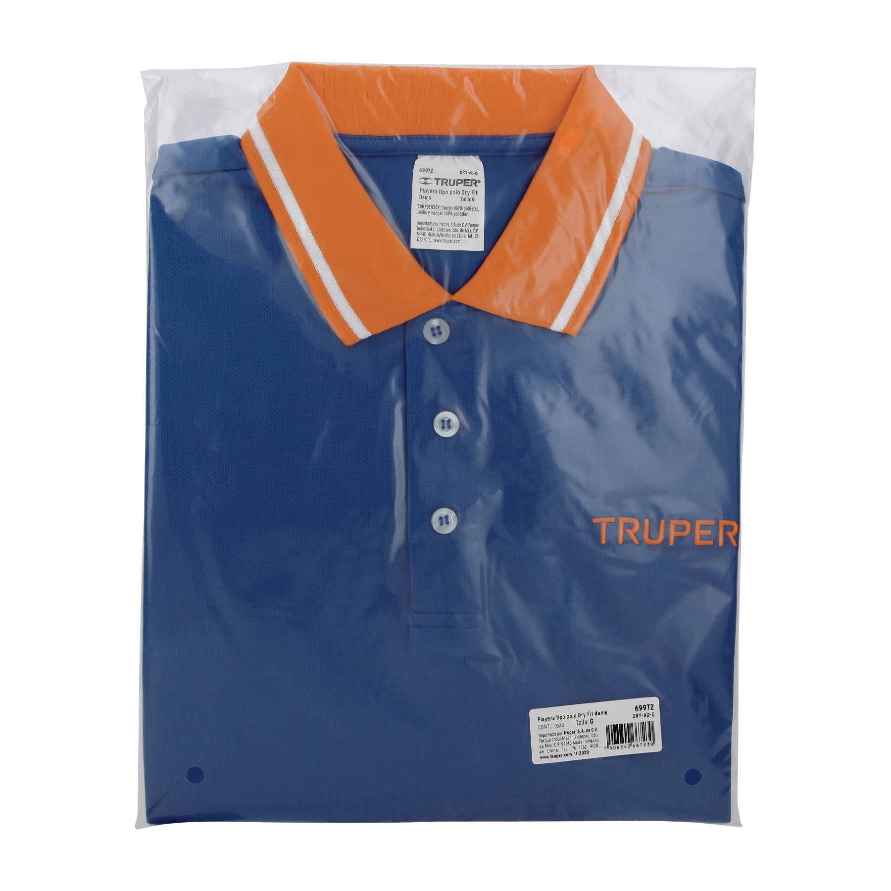 Playera polo performance para mujer, azul, G, TRUPER