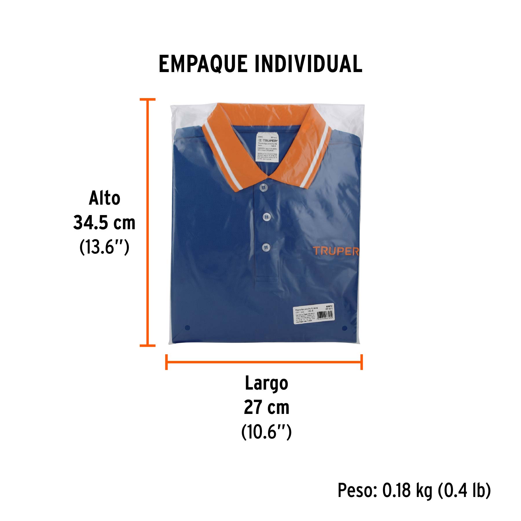 Playera polo performance para mujer, azul, G, TRUPER - Empaque