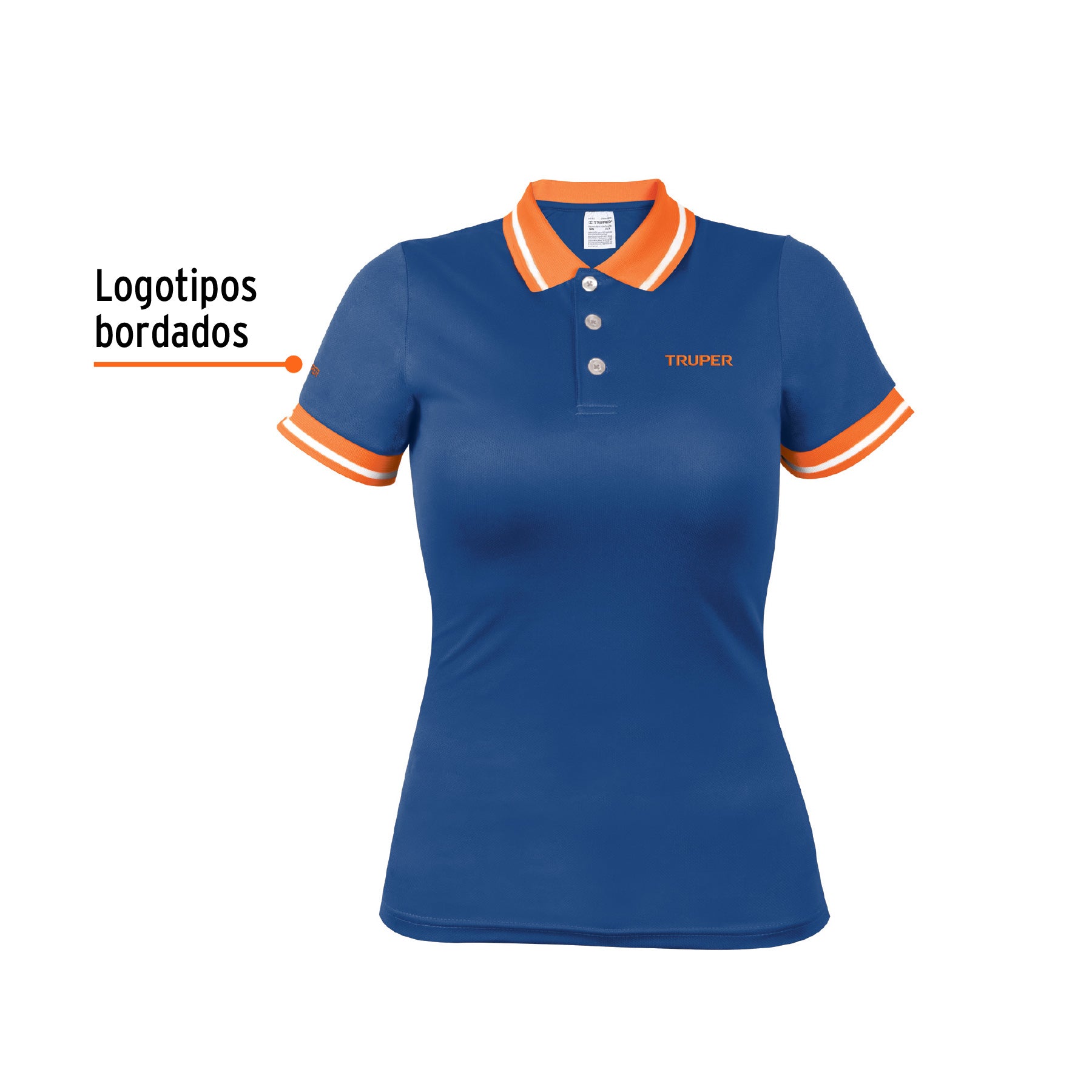 Playera polo performance para mujer, azul, G, TRUPER