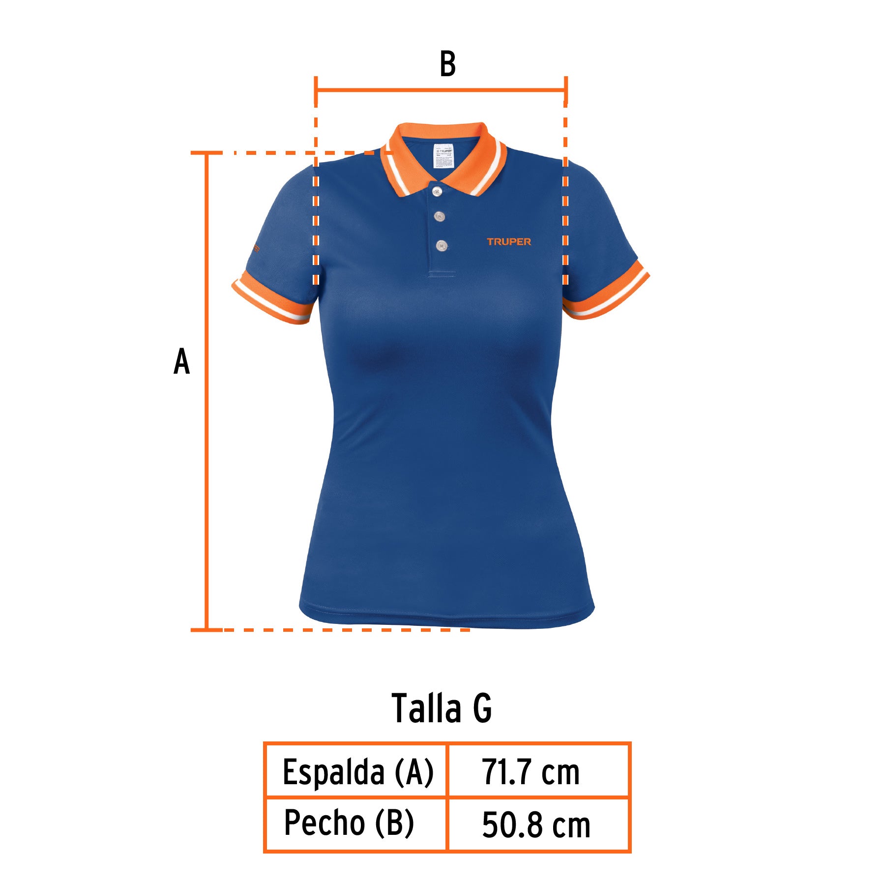 Playera polo performance para mujer, azul, G, TRUPER
