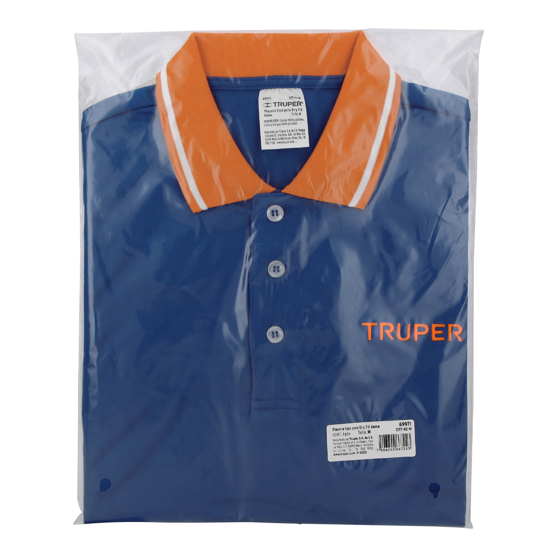 Playera polo performance para mujer, azul, M, TRUPER