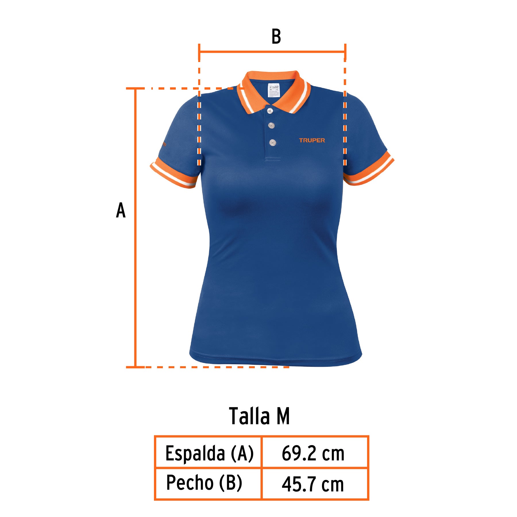 Playera polo performance para mujer, azul, M, TRUPER