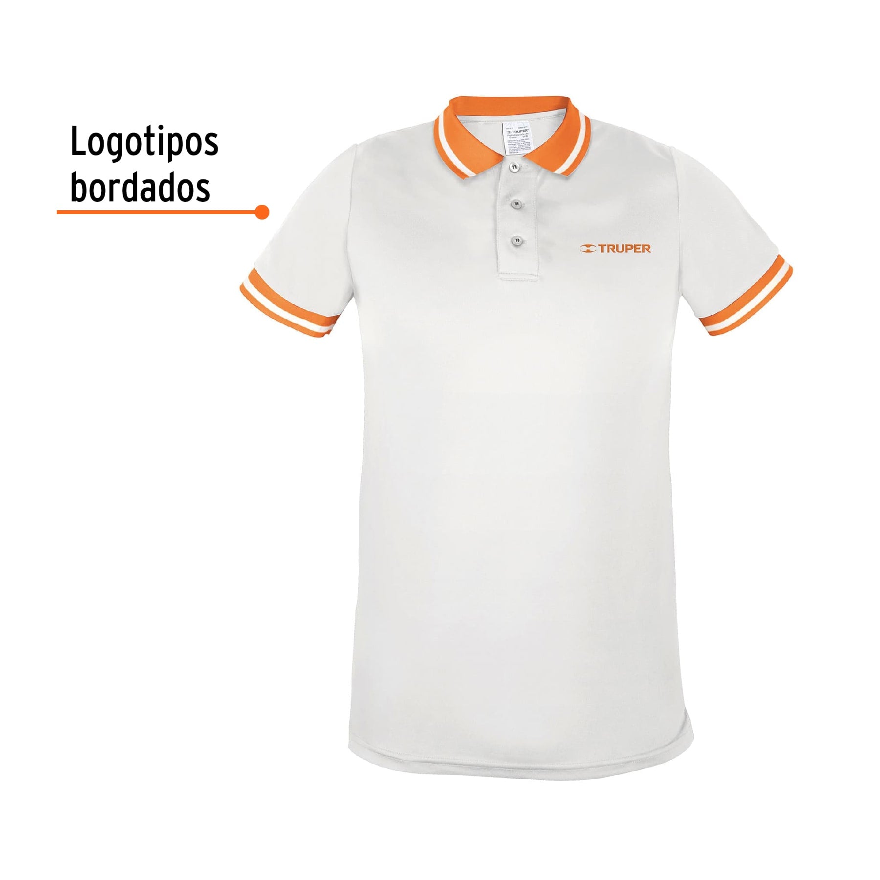 Playera polo performance para hombre, blanca, CH, TRUPER
