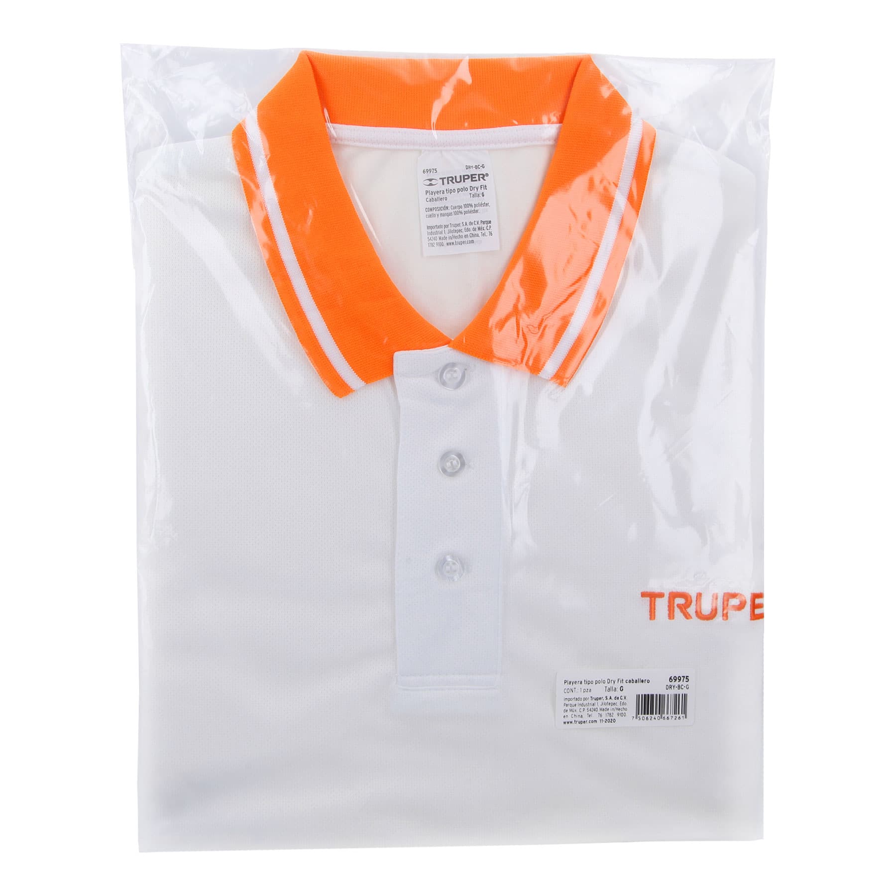 Playera polo performance para hombre, blanca, G, TRUPER