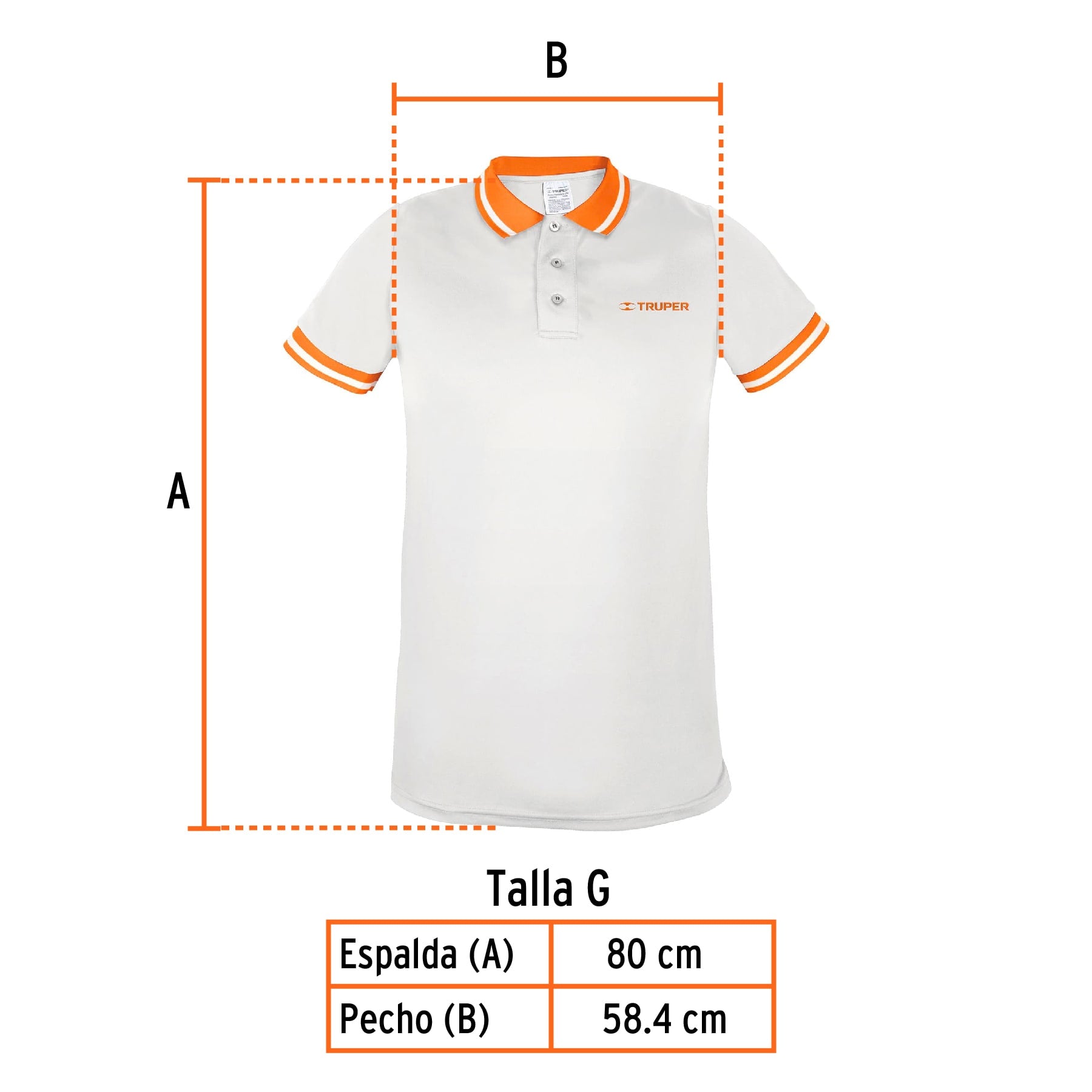 Playera polo performance para hombre, blanca, G, TRUPER