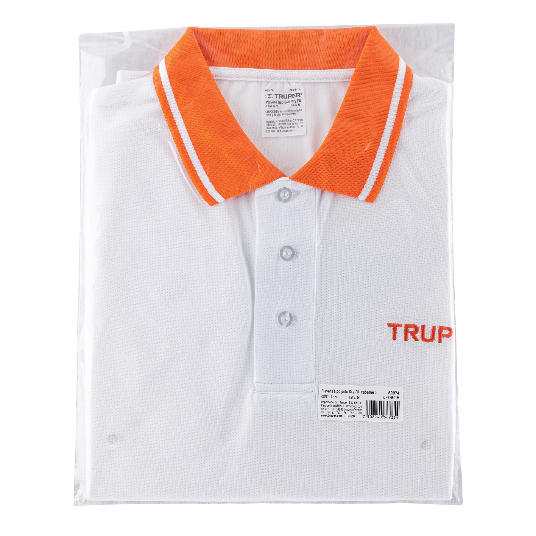 Playera polo performance para hombre, blanca, M, TRUPER