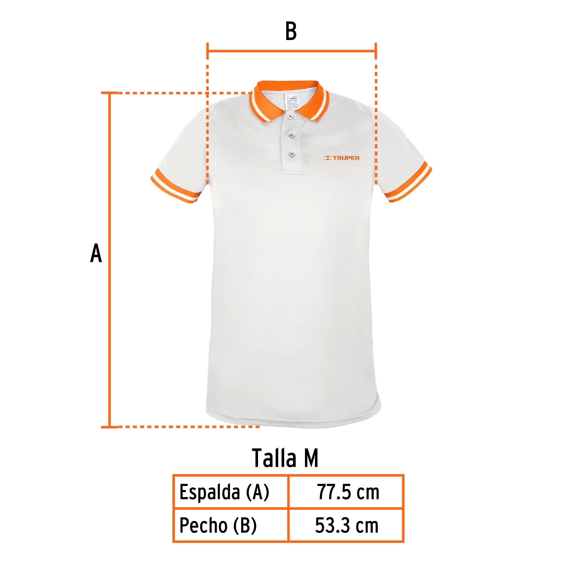 Playera polo performance para hombre, blanca, M, TRUPER