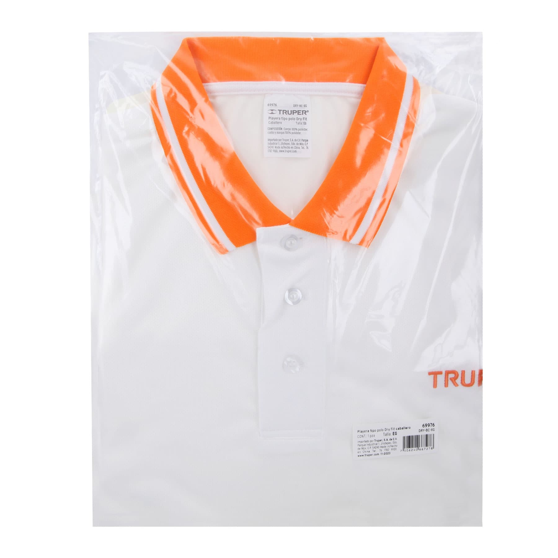 Playera polo performance para hombre, blanca, EG, TRUPER