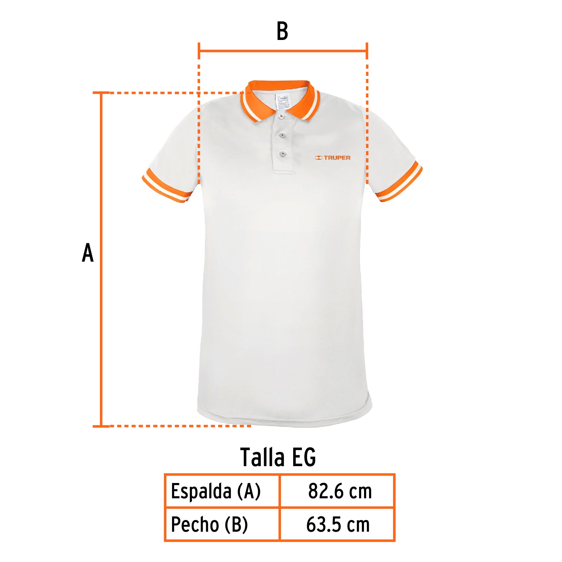 Playera polo performance para hombre, blanca, EG, TRUPER
