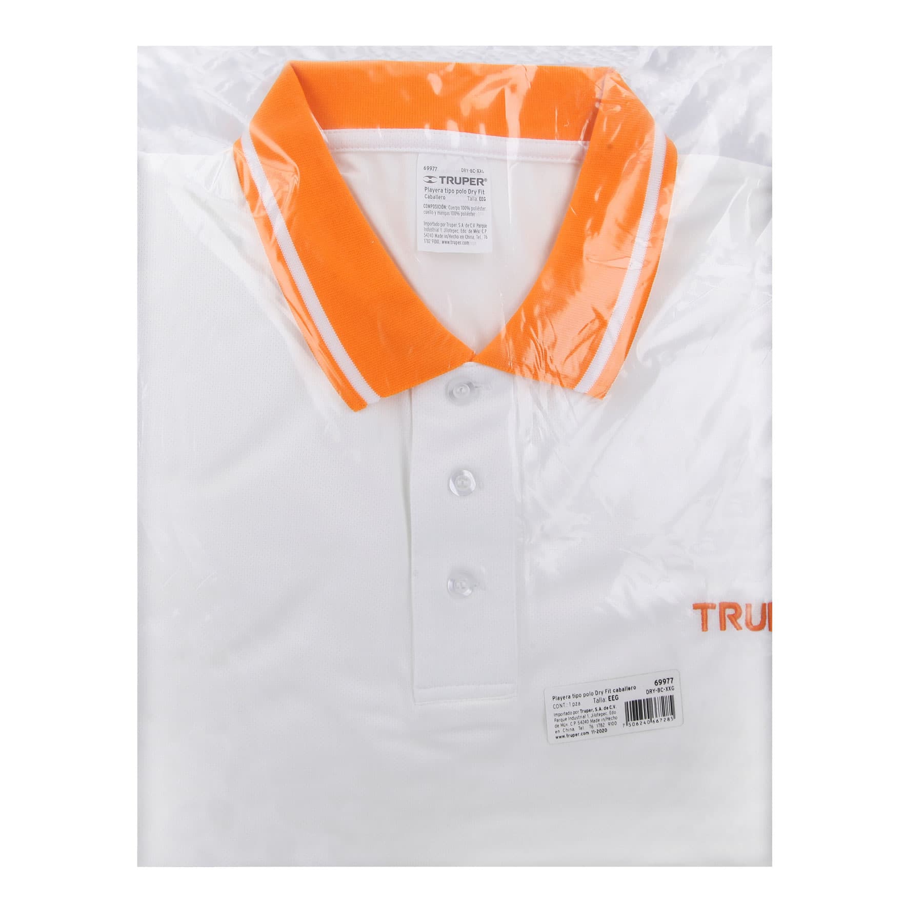 Playera polo performance para hombre, blanca, EEG, TRUPER