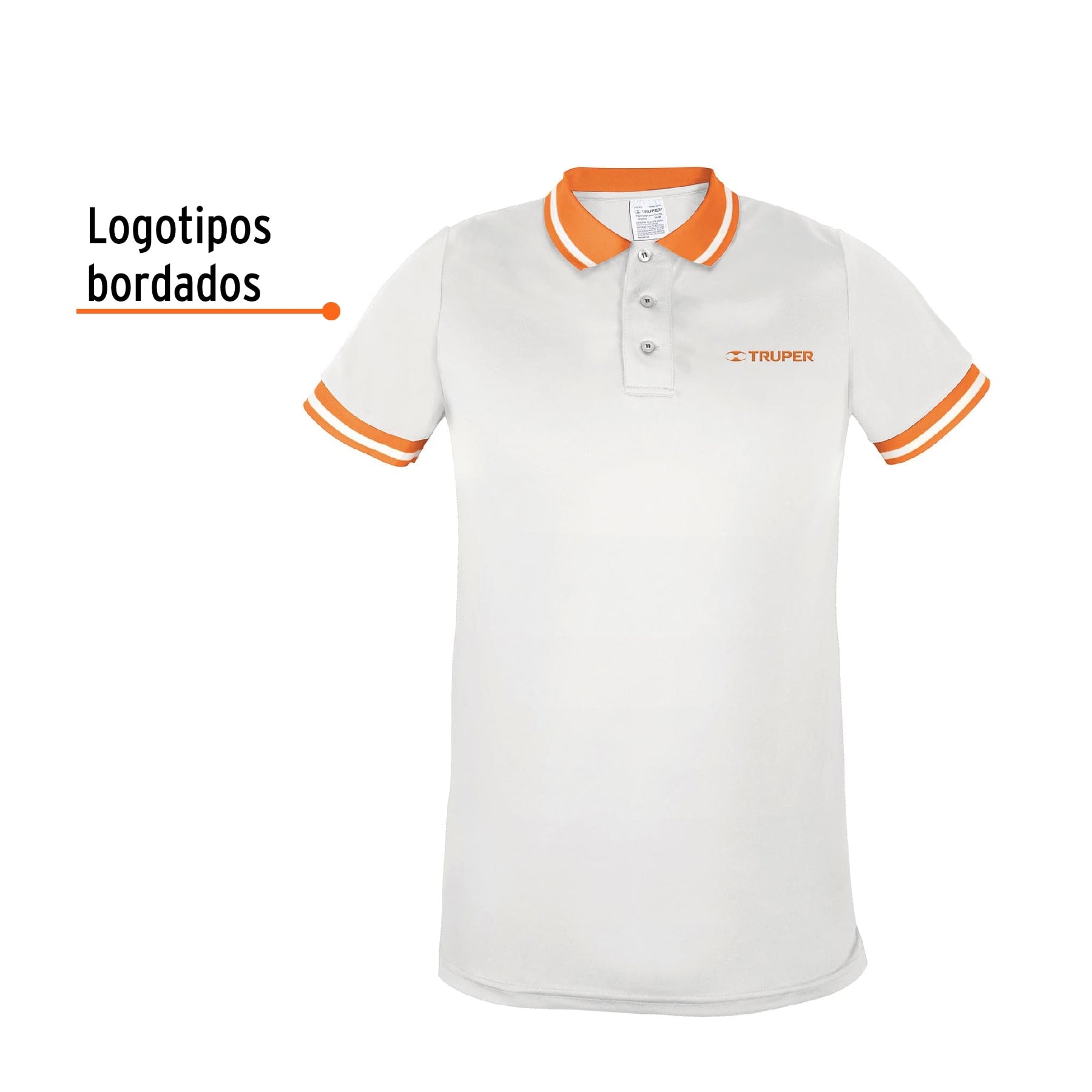 Playera polo performance para hombre, blanca, EEG, TRUPER