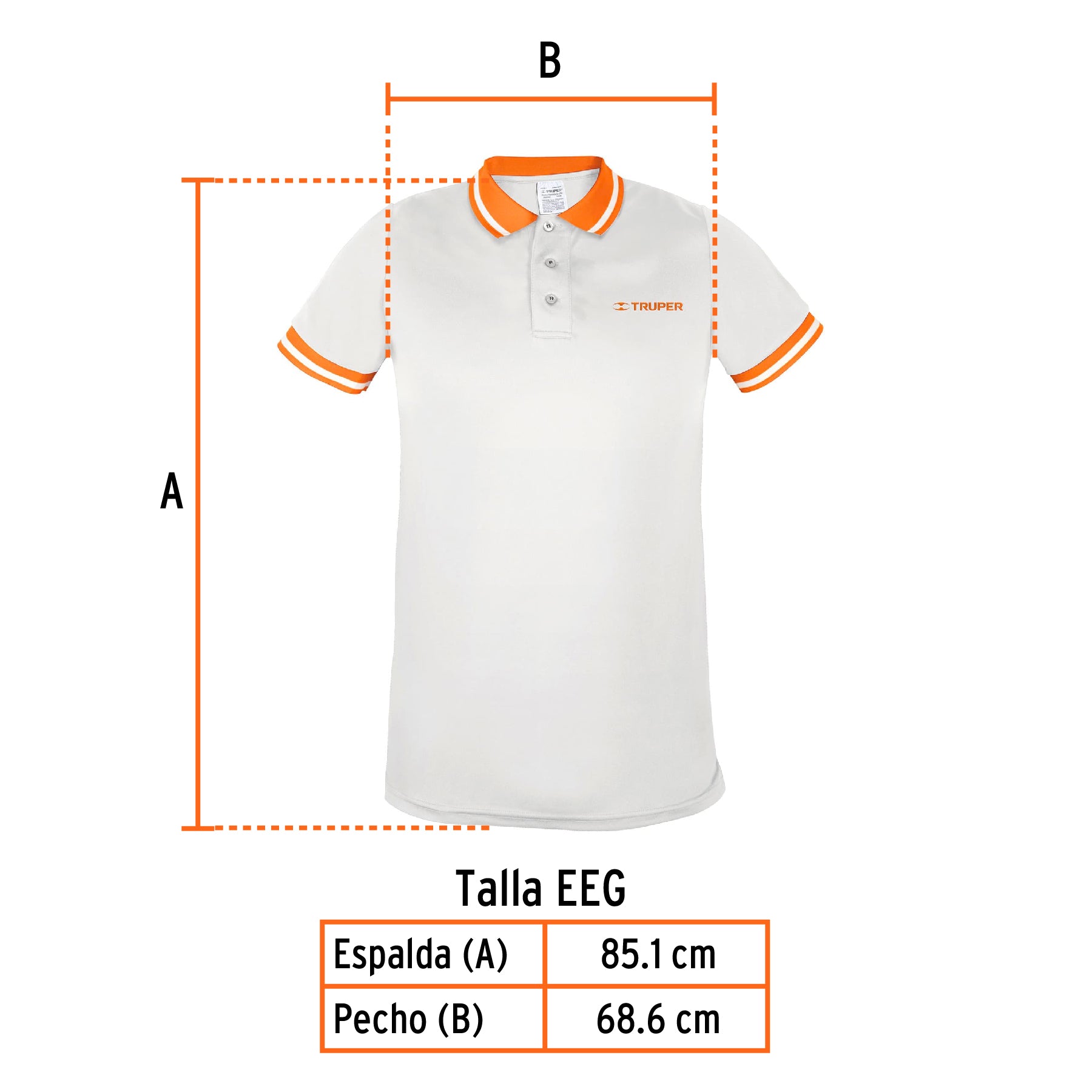 Playera polo performance para hombre, blanca, EEG, TRUPER