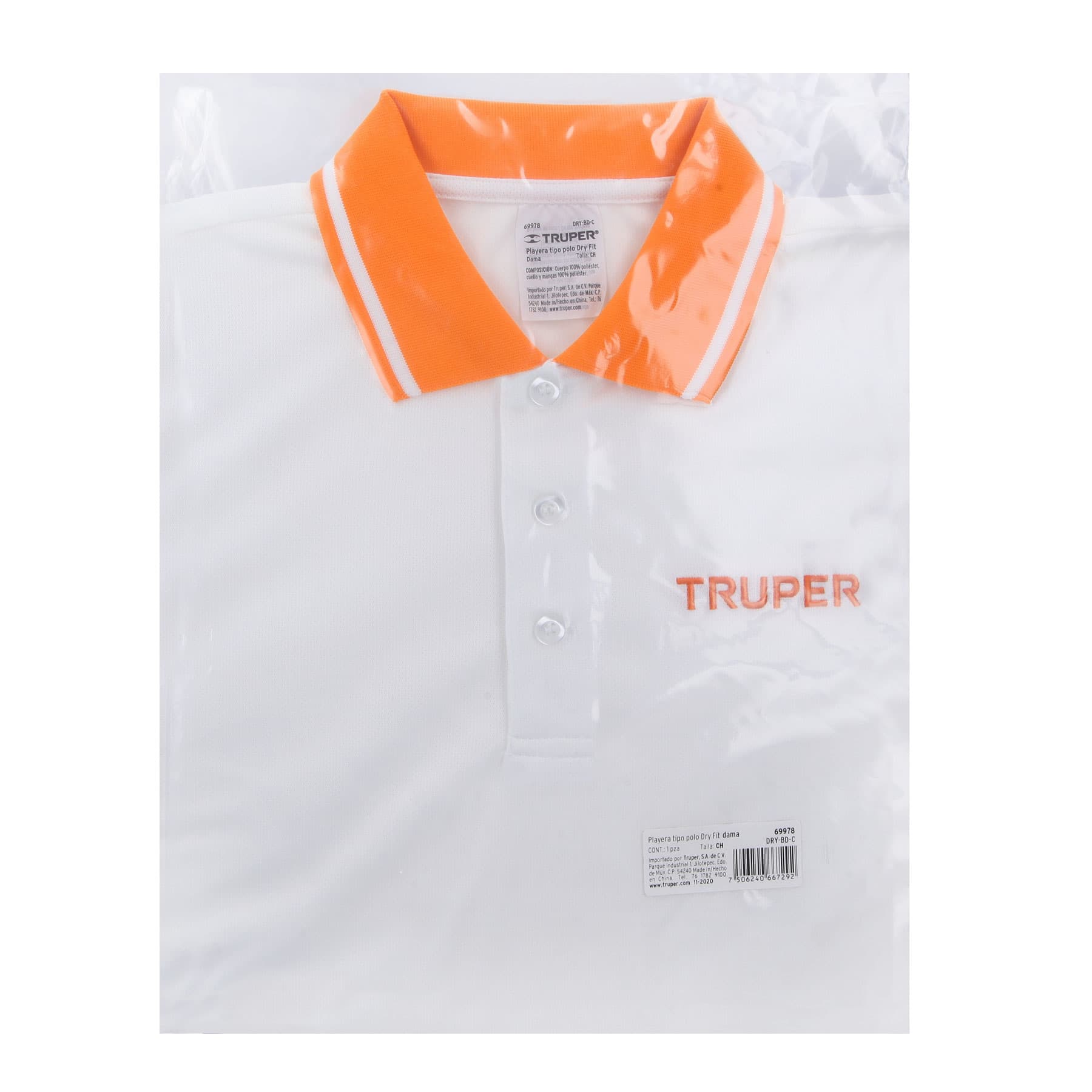Playera polo performance para mujer, blanca, CH, TRUPER