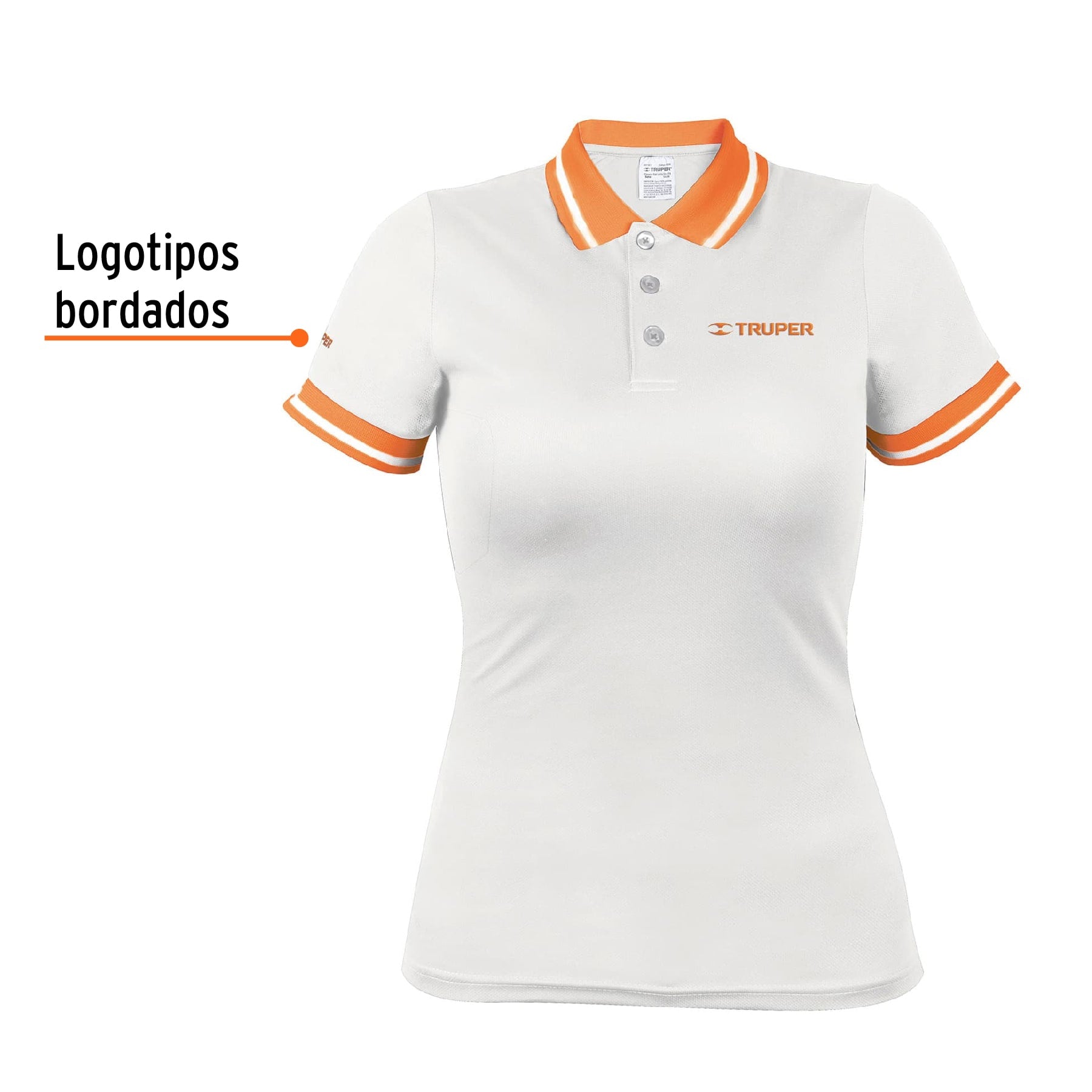 Playera polo performance para mujer, blanca, CH, TRUPER