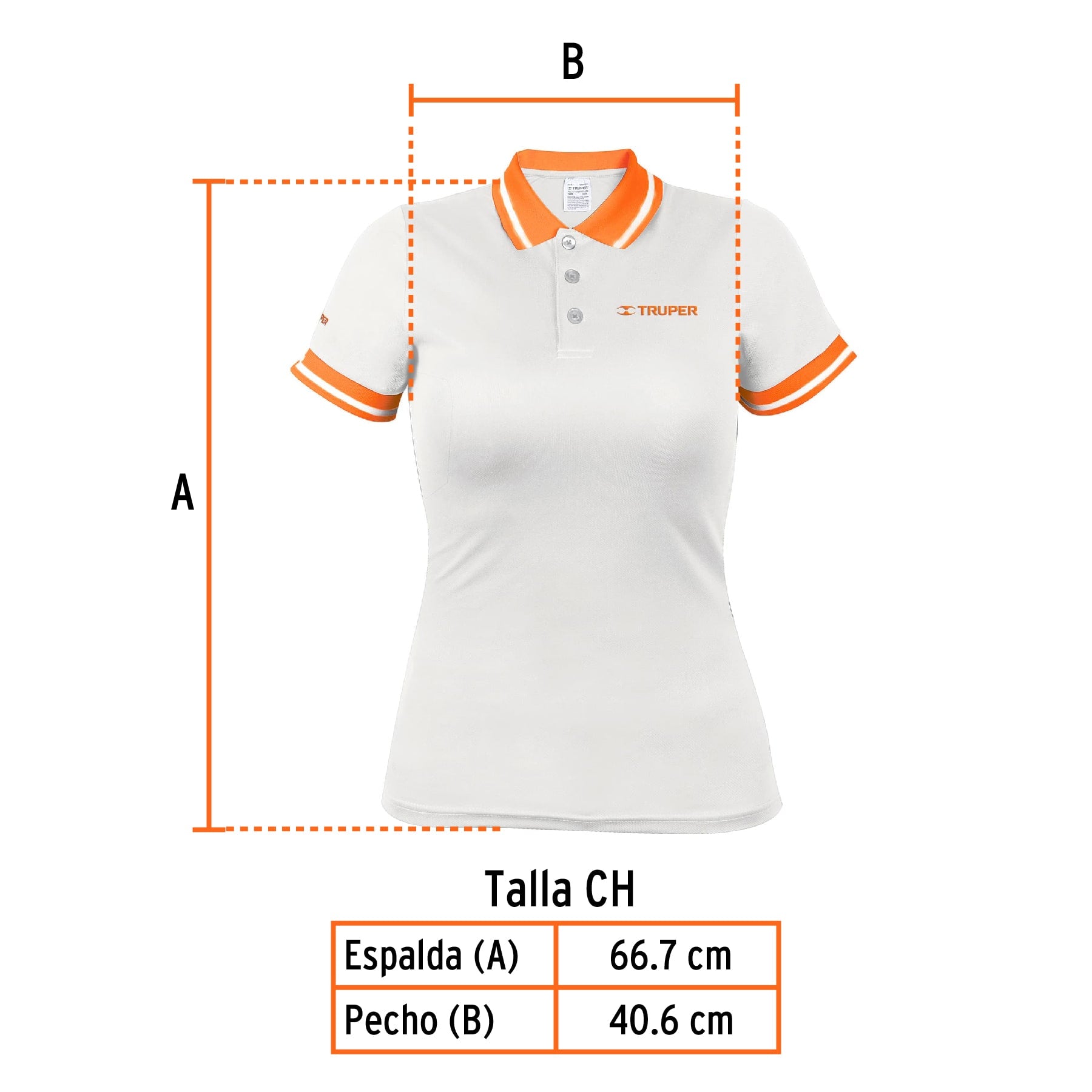 Playera polo performance para mujer, blanca, CH, TRUPER