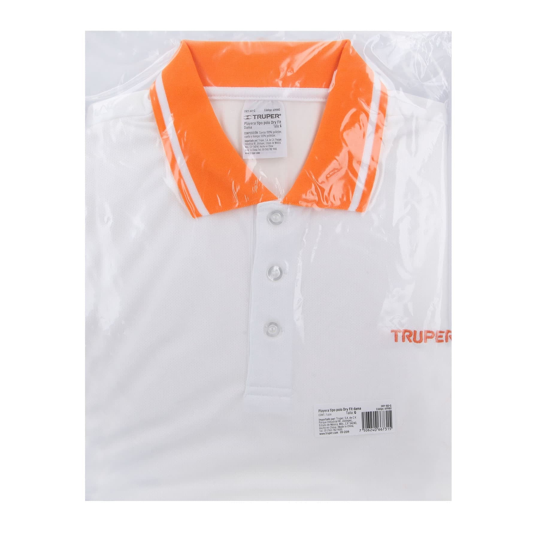 Playera polo performance para mujer, blanca, G, TRUPER