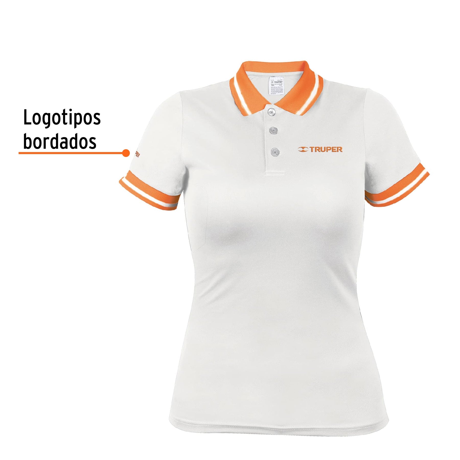 Playera polo performance para mujer, blanca, G, TRUPER