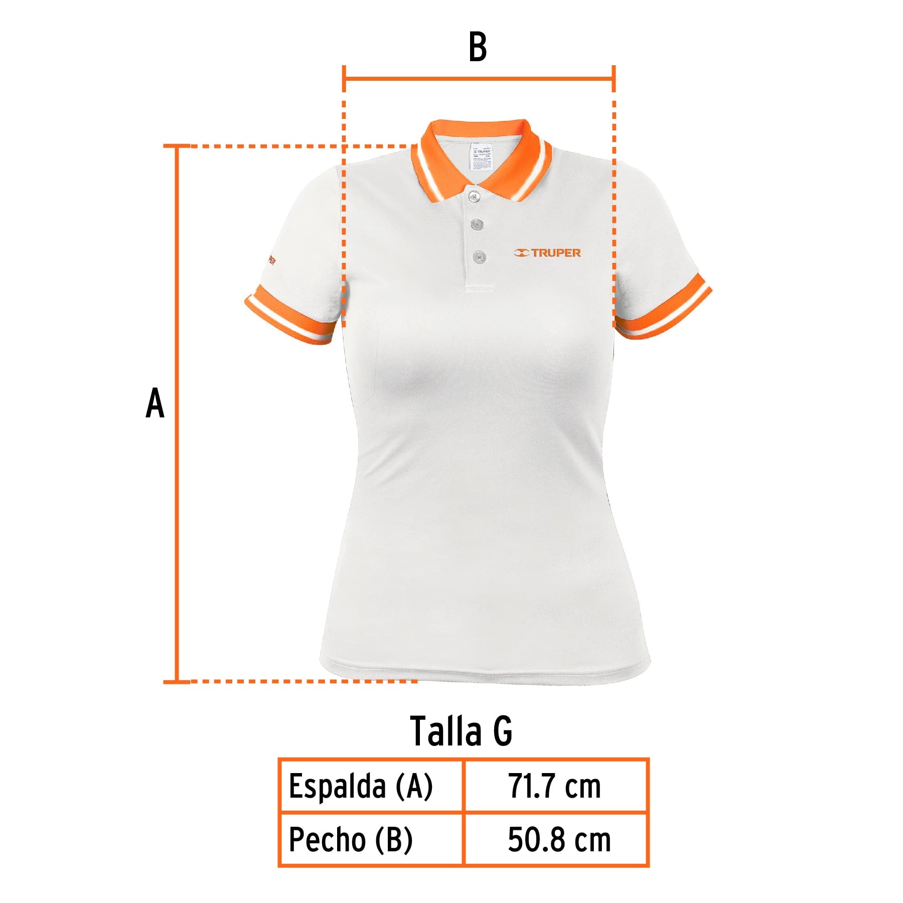 Playera polo performance para mujer, blanca, G, TRUPER