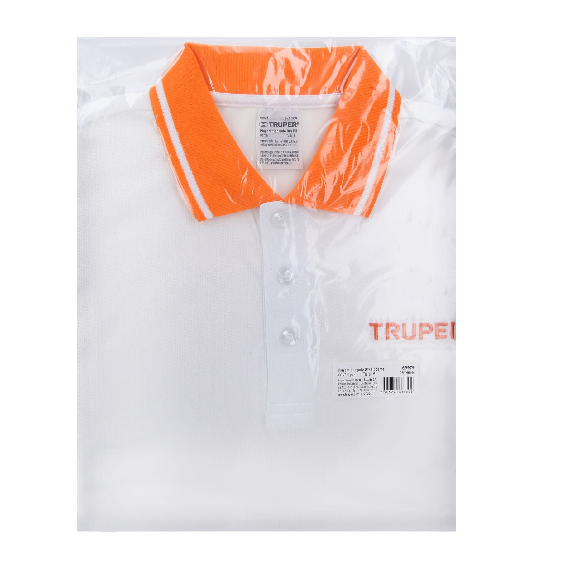 Playera polo performance para mujer, blanca, M, TRUPER
