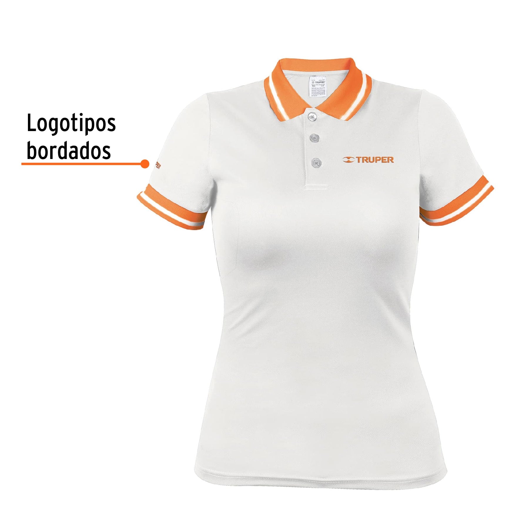 Playera polo performance para mujer, blanca, M, TRUPER