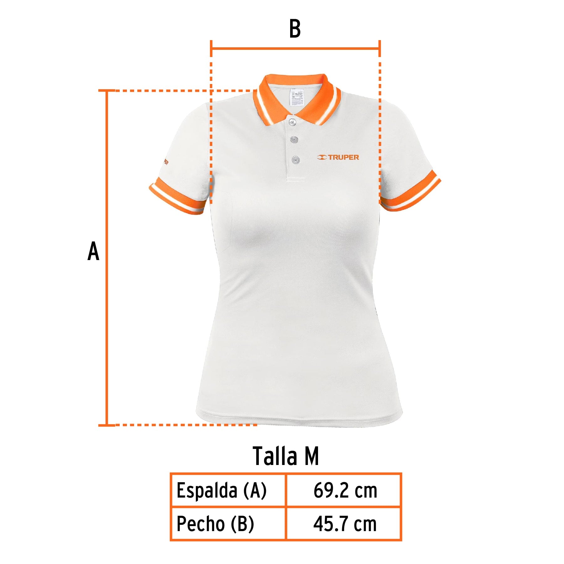 Playera polo performance para mujer, blanca, M, TRUPER