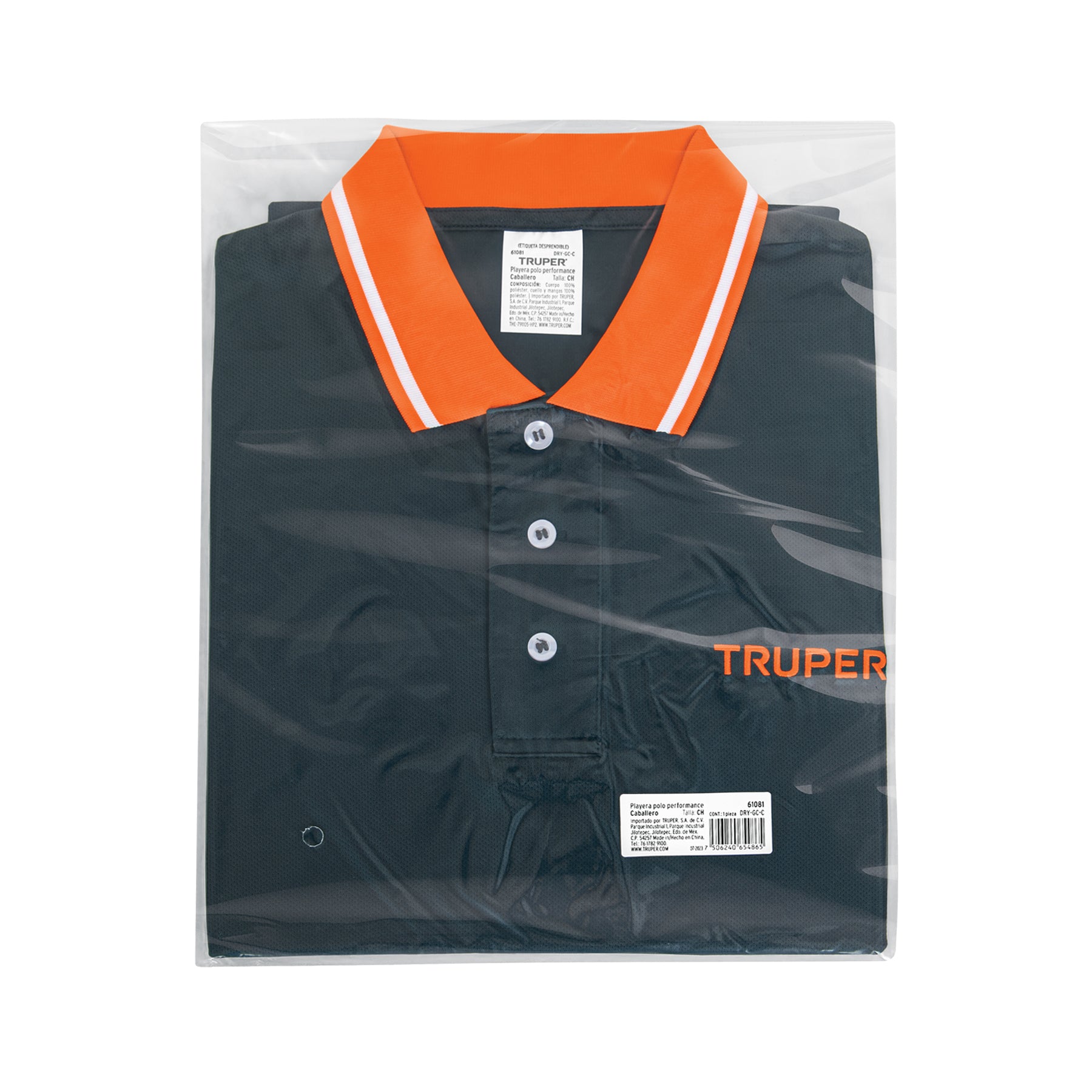 Playera polo performance para hombre, gris, CH, TRUPER