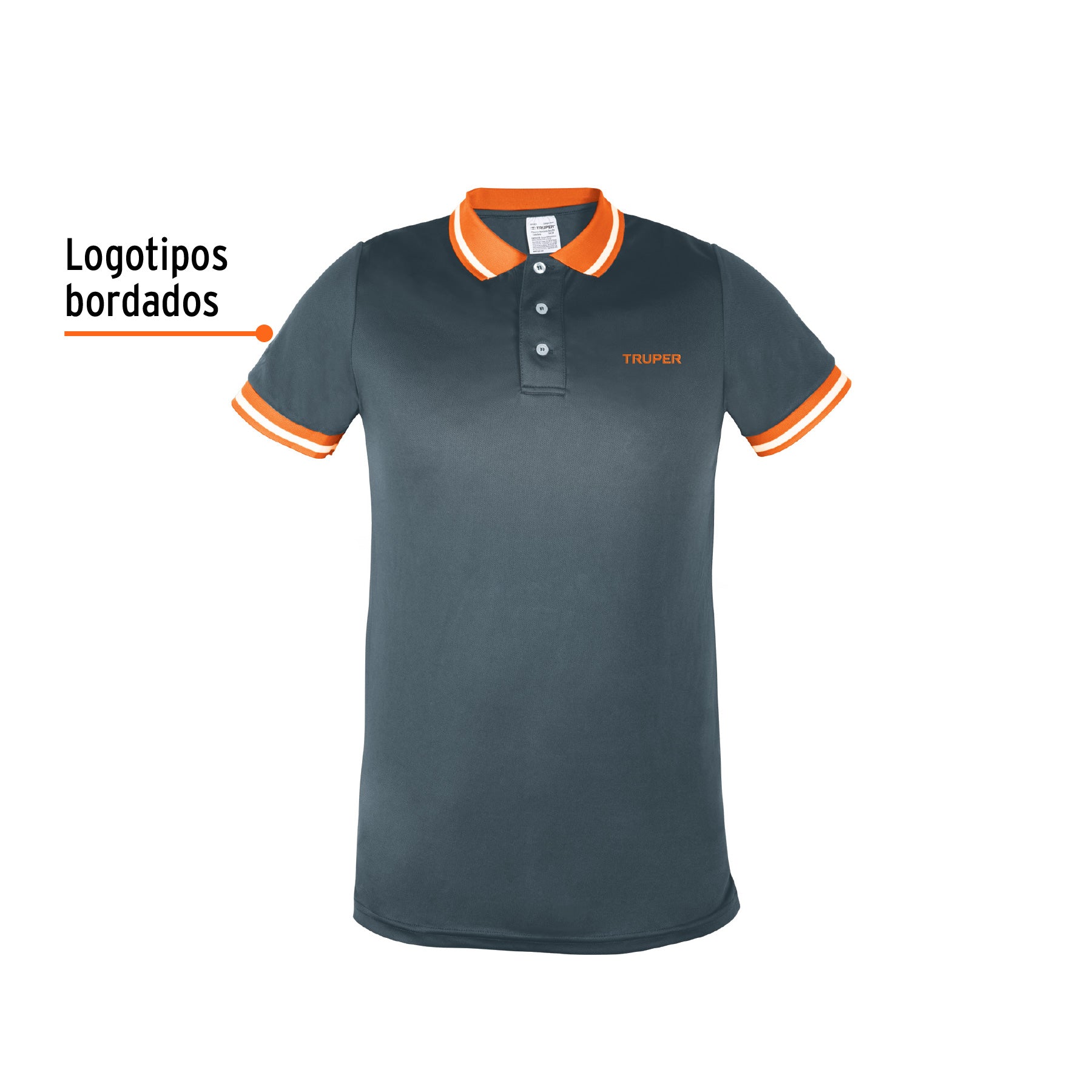 Playera polo performance para hombre, gris, CH, TRUPER