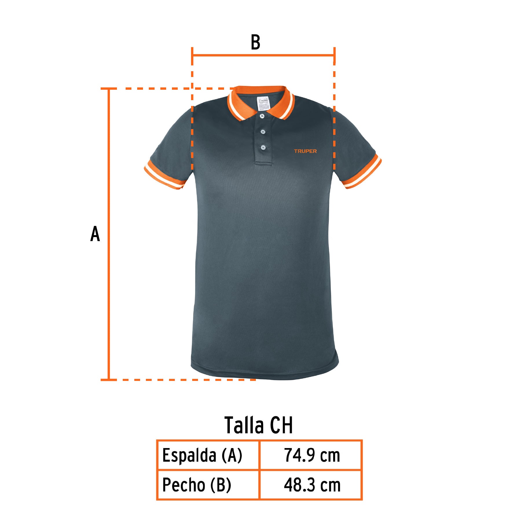 Playera polo performance para hombre, gris, CH, TRUPER