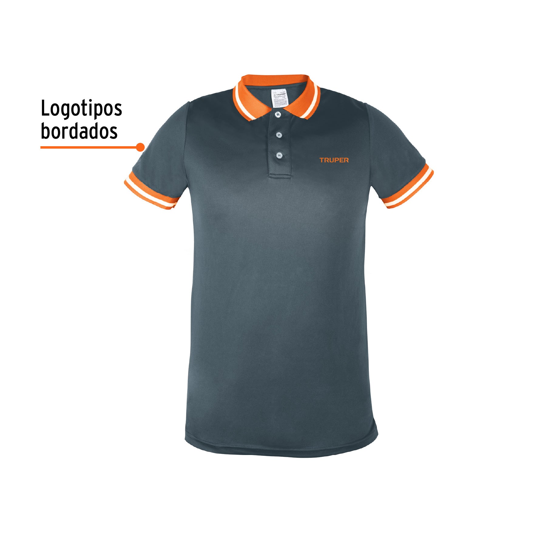 Playera polo performance para hombre, gris, G, TRUPER