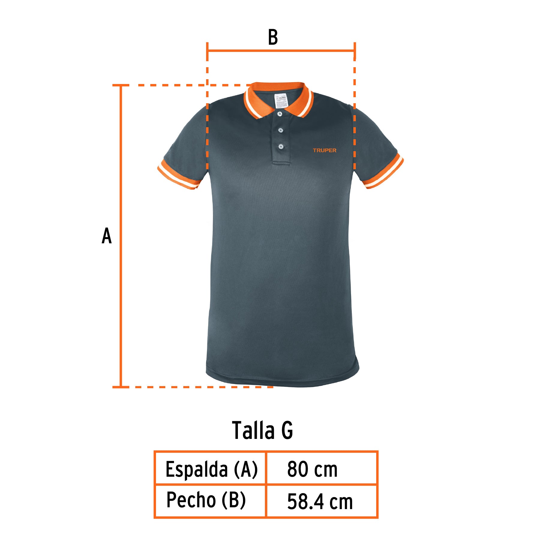 Playera polo performance para hombre, gris, G, TRUPER