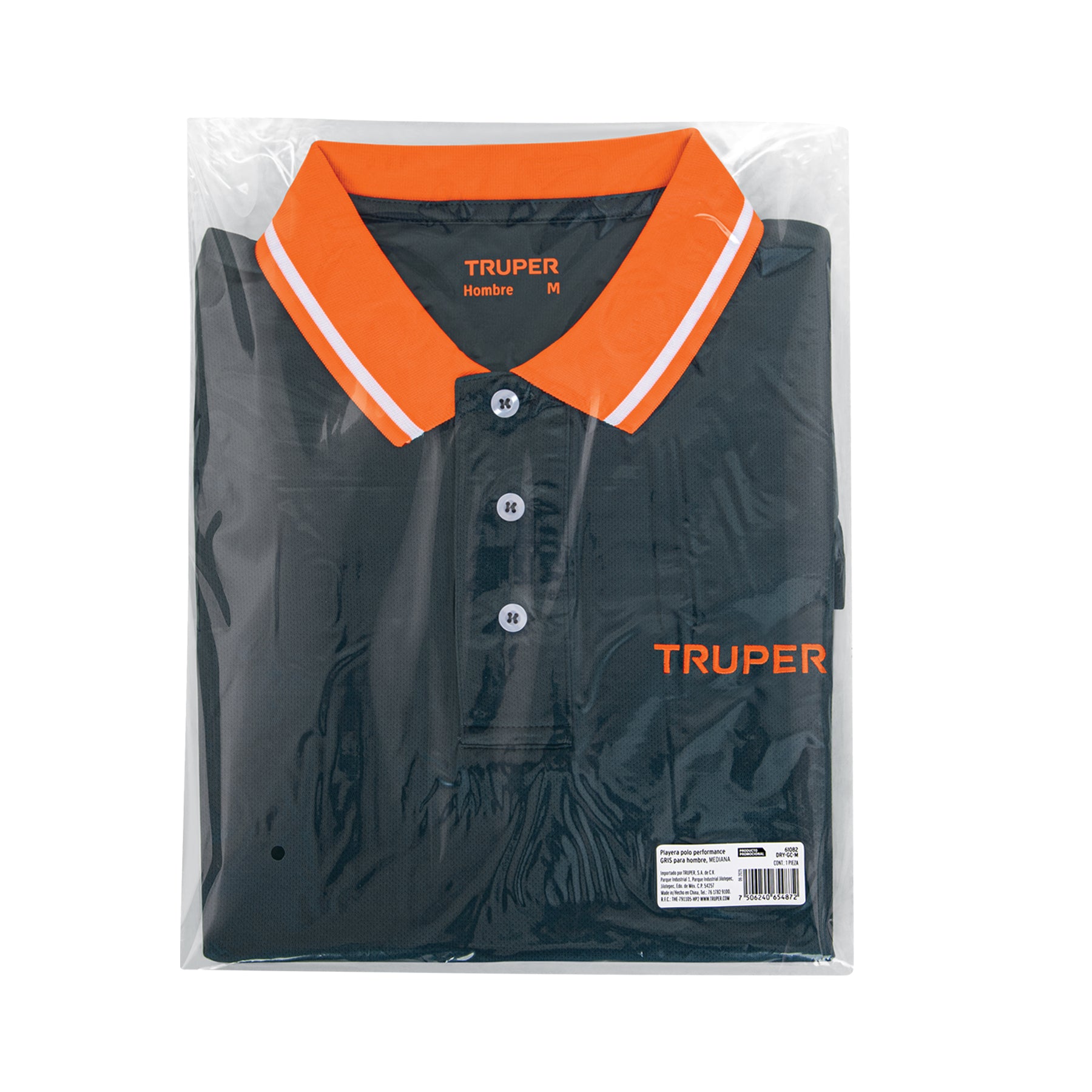 Playera polo performance para hombre, gris, M, TRUPER
