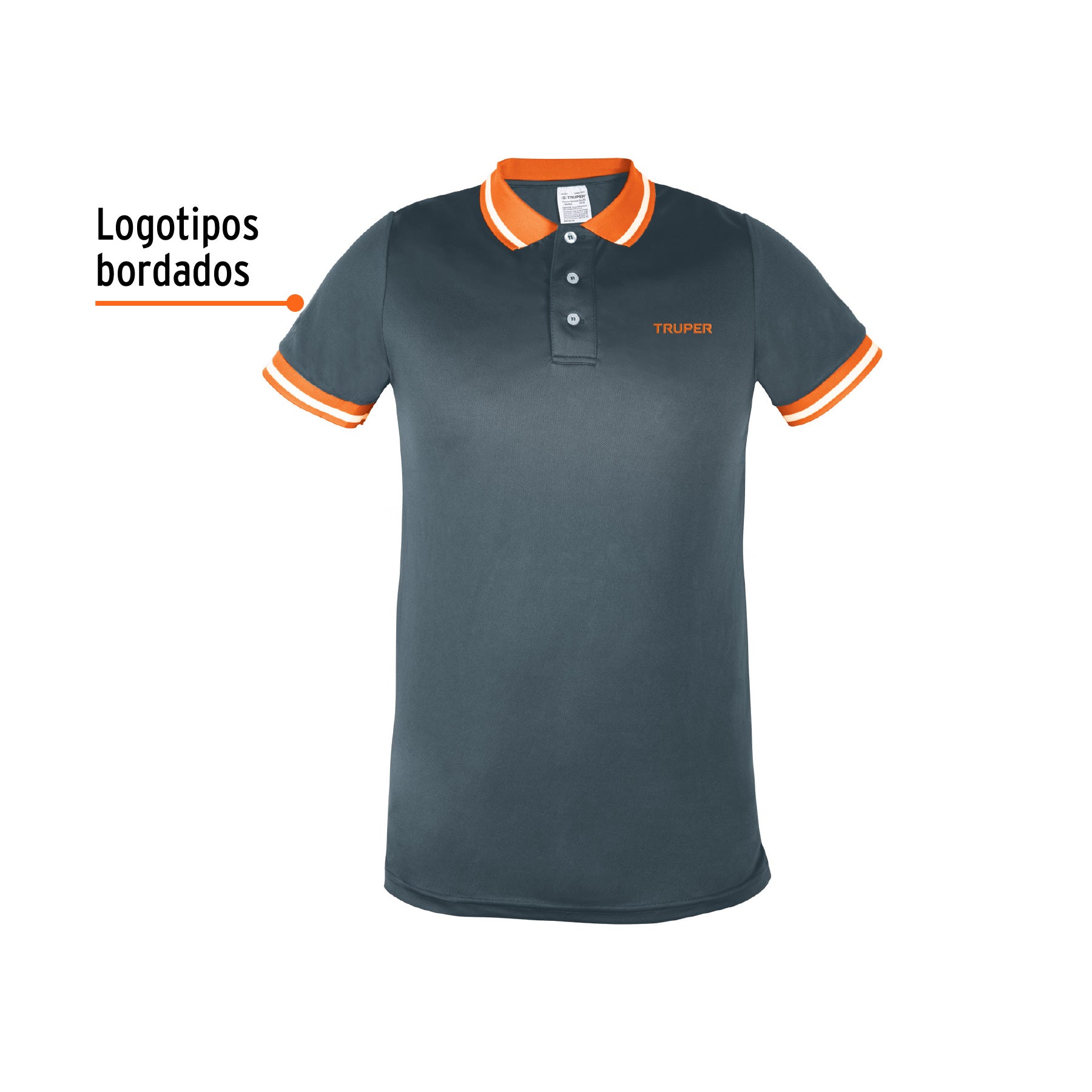 Playera polo performance para hombre, gris, M, TRUPER