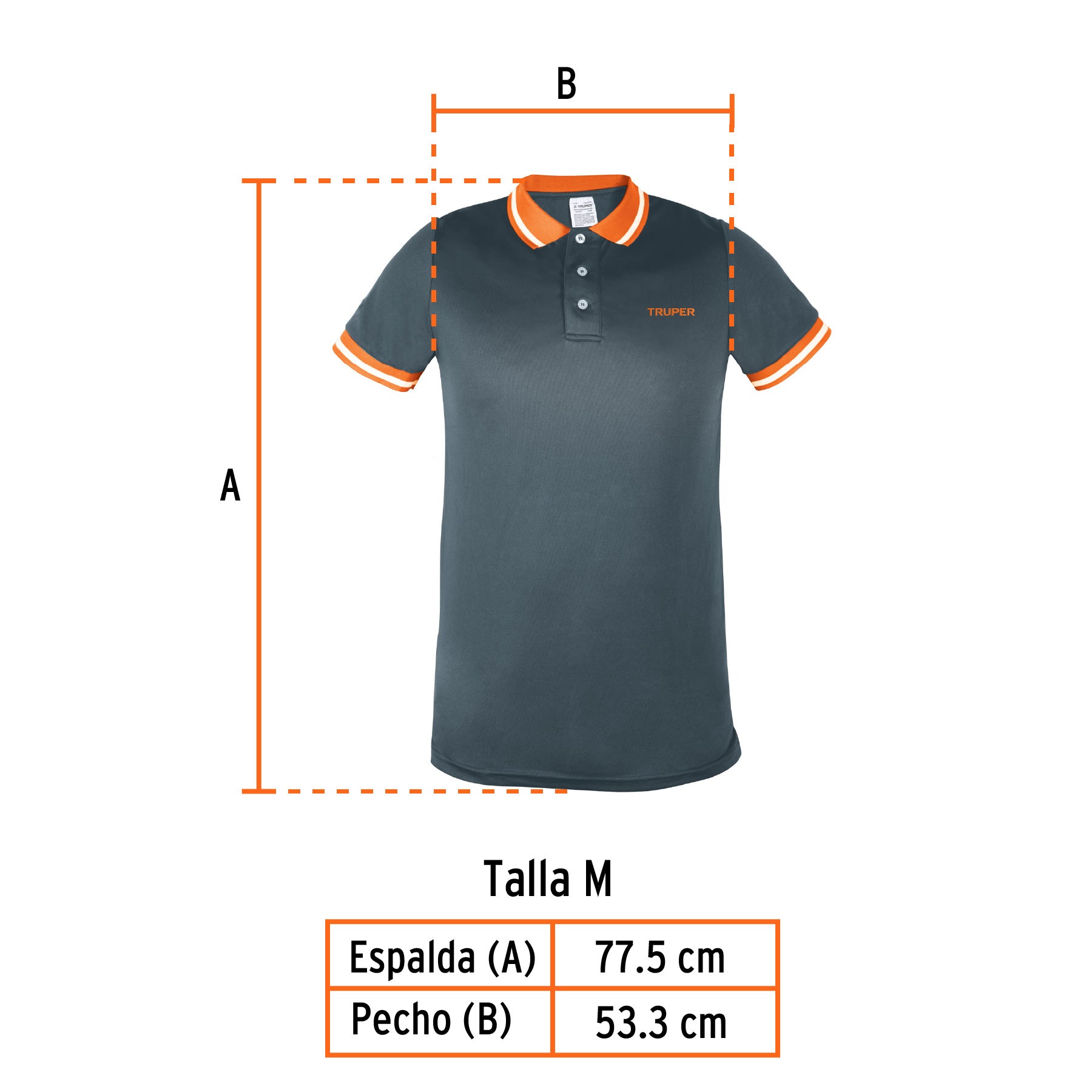 Playera polo performance para hombre, gris, M, TRUPER