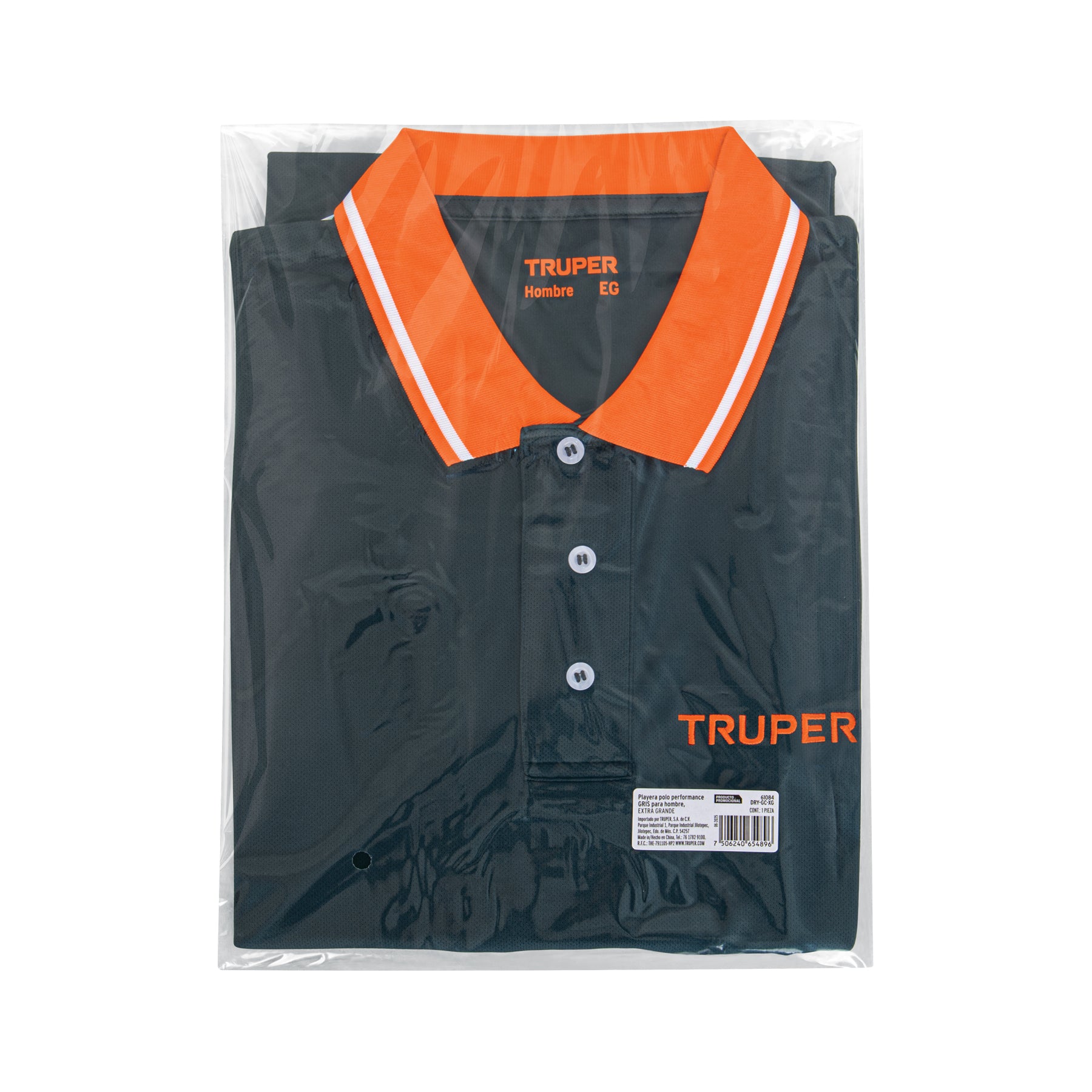 Playera polo performance para hombre, gris, EG, TRUPER