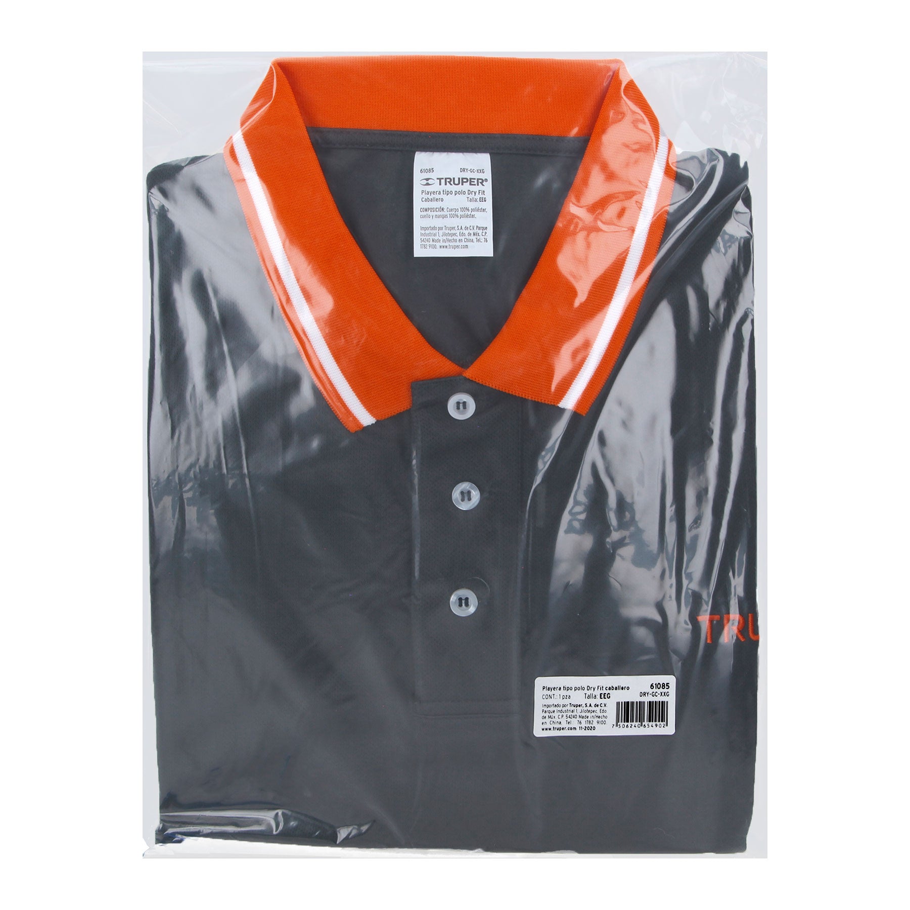 Playera polo performance para hombre, gris, EEG, TRUPER
