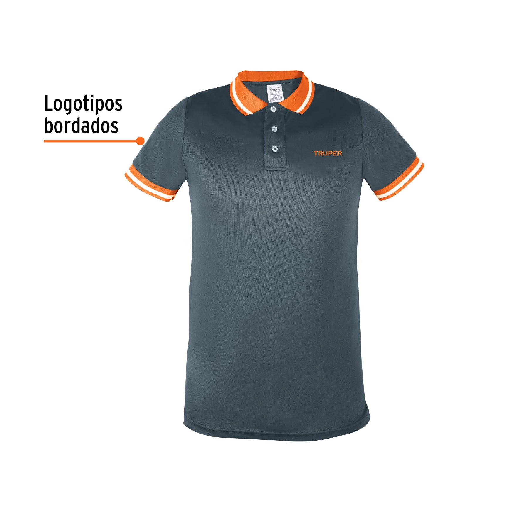 Playera polo performance para hombre, gris, EEG, TRUPER