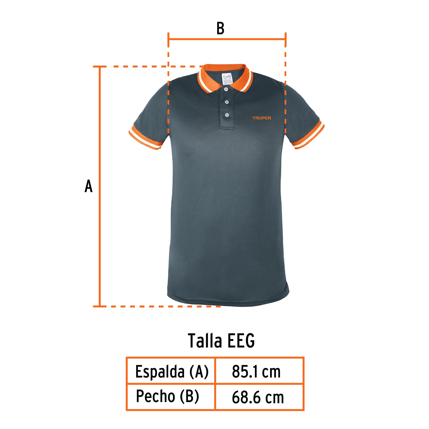 Playera polo performance para hombre, gris, EEG, TRUPER