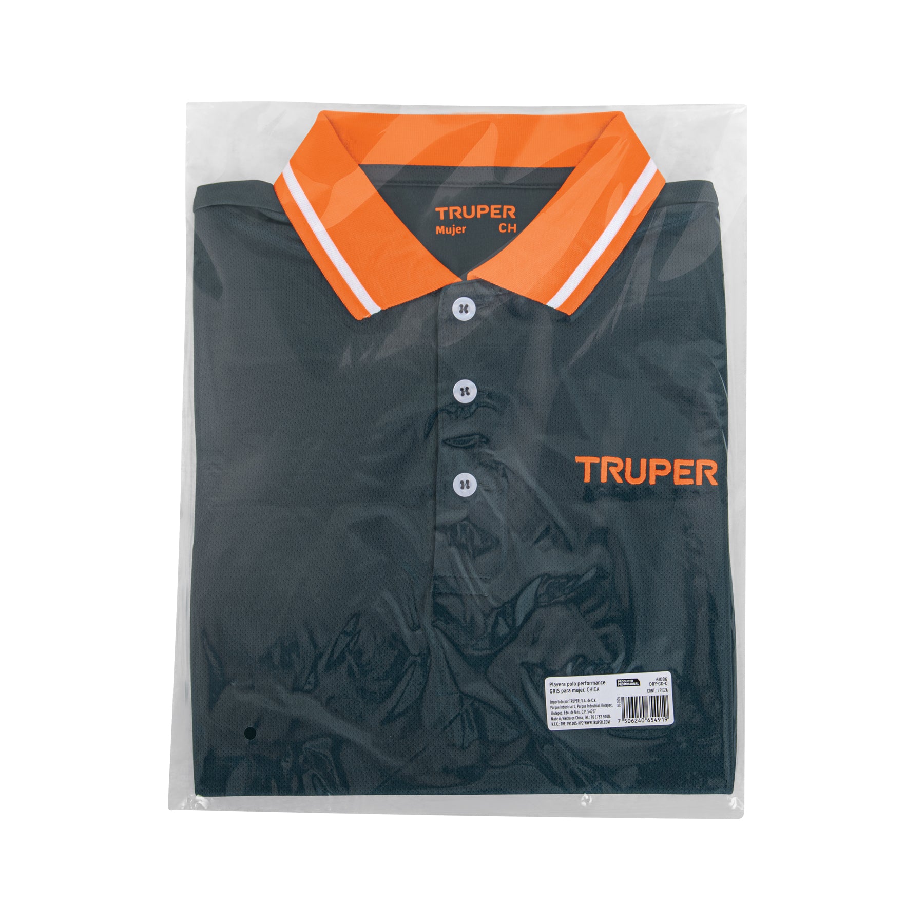 Playera polo performance para mujer, gris, CH, TRUPER