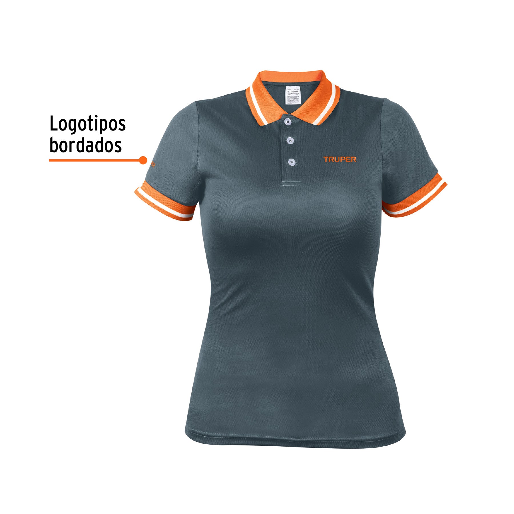 Playera polo performance para mujer, gris, CH, TRUPER